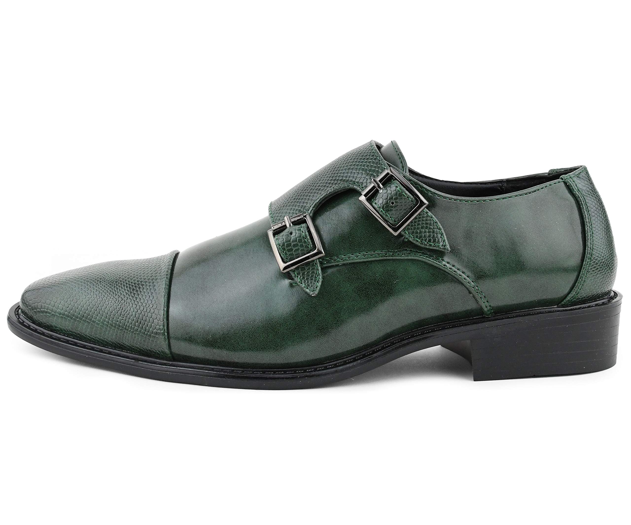 Bolano Bancroft Men's Monk Strap Dress Shoes - Slip On Formal Shoes with Embossed Cap Toe & Double Strap - Perfect for Business, Weddings & Office Wear