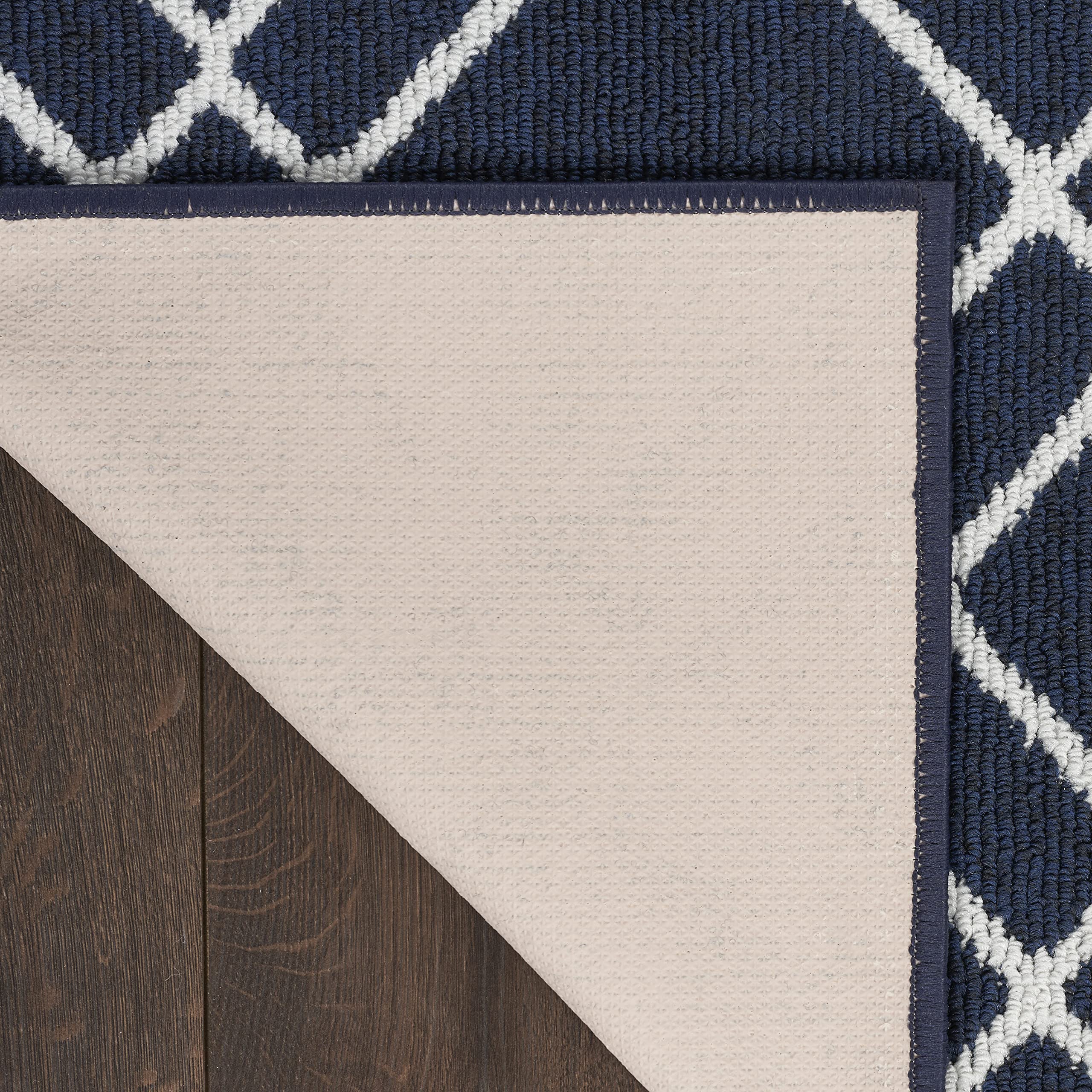 Nourison Modern Geometric Navy Blue 8' x 10' Area Rug - Easy to Clean, Non-Shedding, Soft & Durable - Perfect for Living Room, Bedroom, Dining Room or Kitchen Decor