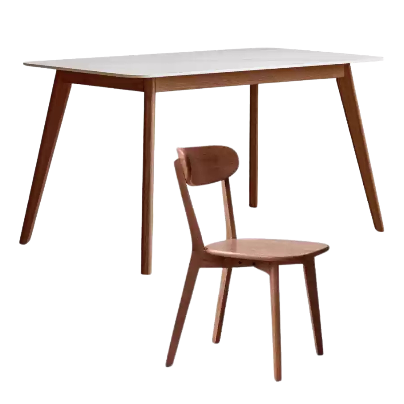 55.1x31.4x29.9 inch / 140x80x76.2cm / Walnut color / table and four chairs (arc dining chair)