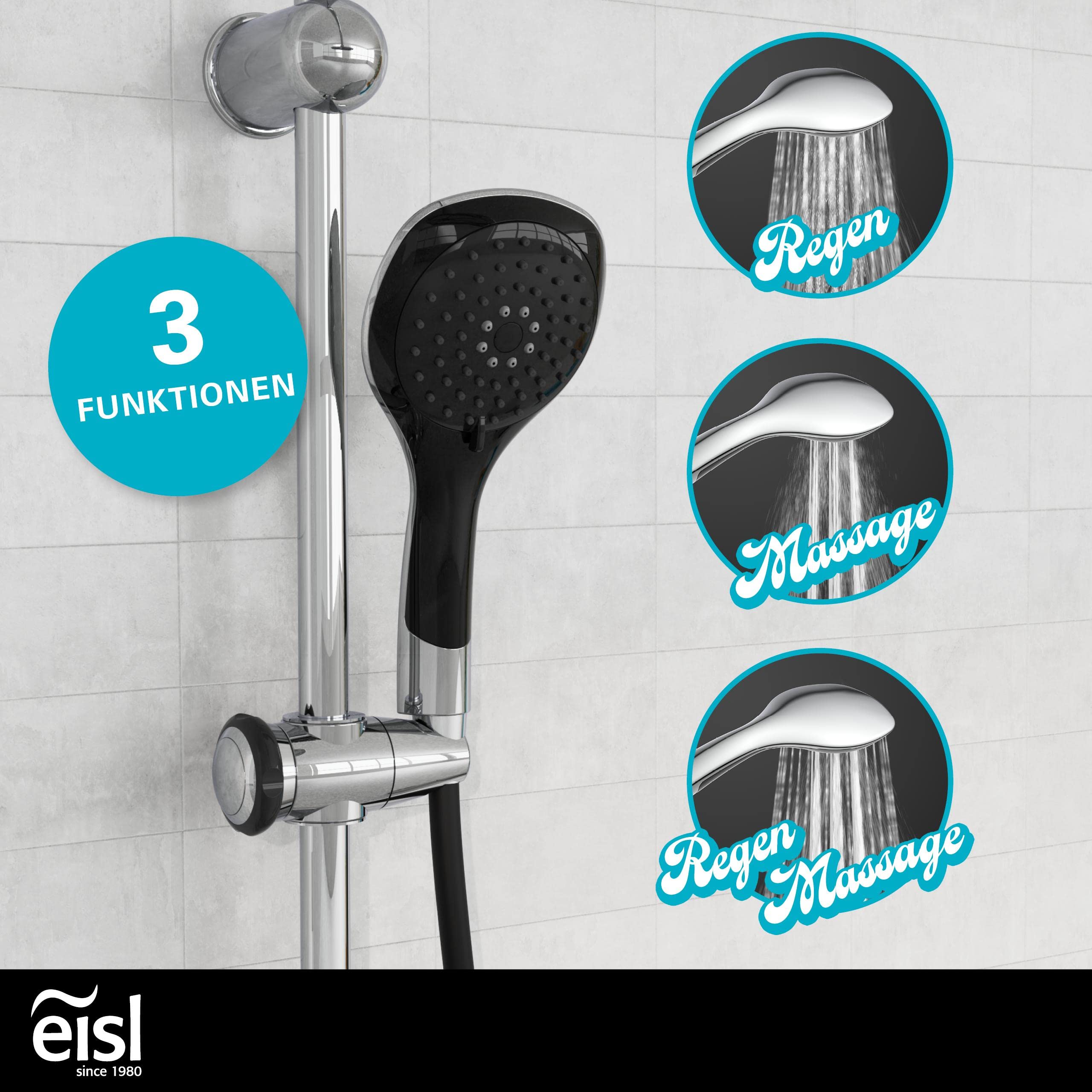 DUSCHTRAUM DXLD60088CS Chrome/Black Shower Column Set with 200x200mm Rain Shower Head & Hand Shower - Easy Retrofit Using Existing Drill Holes | Perfect for Bathroom Renovation & Spa-Like Shower Experience