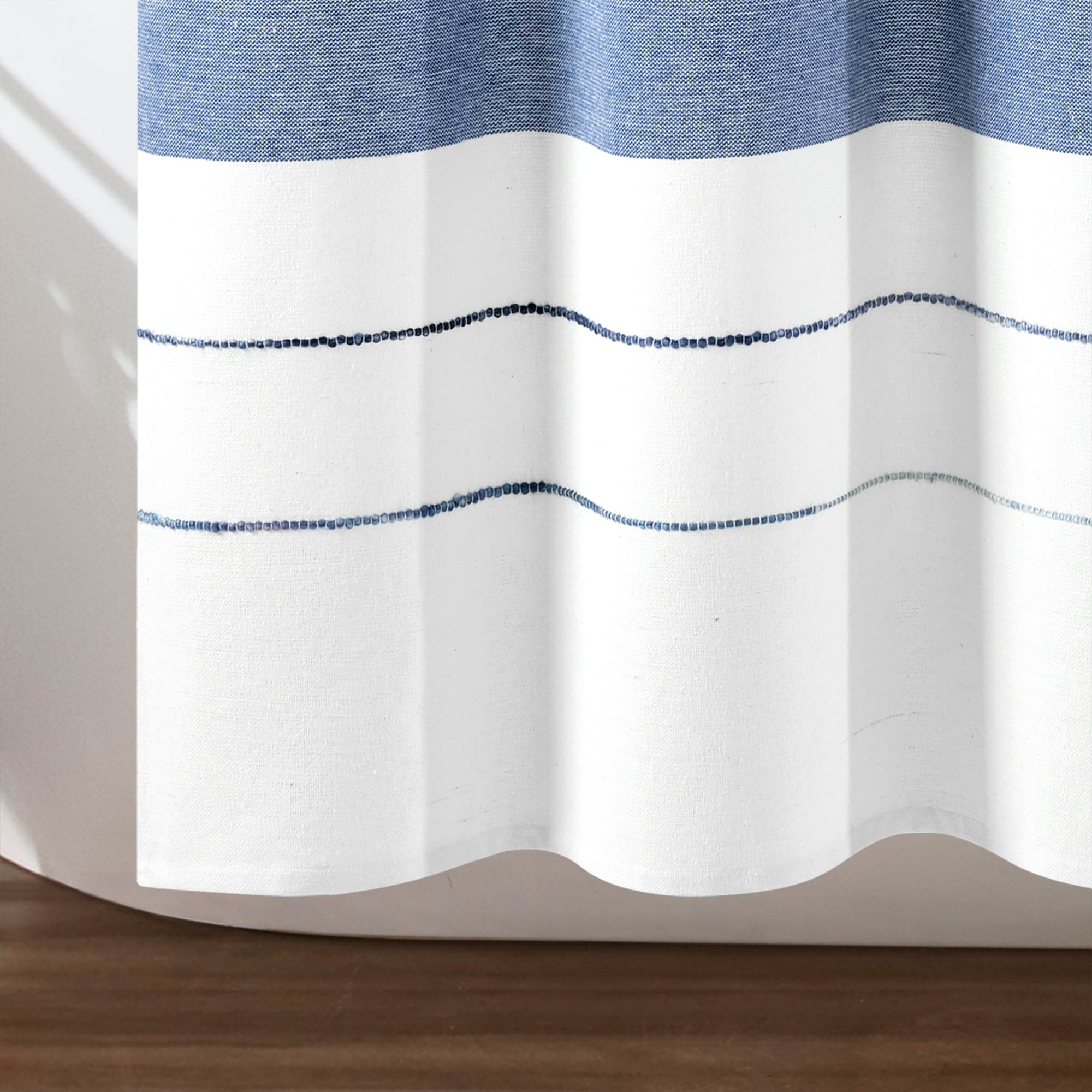 Eco-Friendly Recycled Cotton Blend Shower Curtain - Striped Yarn Dyed Design for Bathroom Decor | Waterproof & Stylish Bath Accessory for Modern Homes