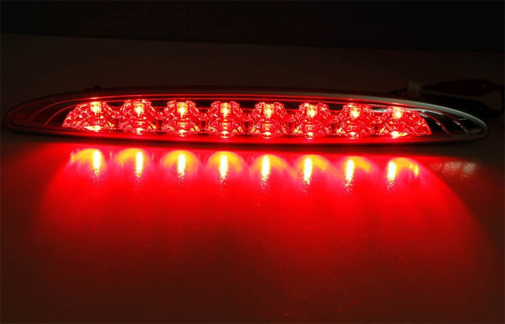 Red 8 LED High Mount Third Brake Light with Clear Lens for 2002-2006 First Generation MINI Cooper - Enhanced Visibility & Safety for Night Driving & Custom Car Modifications