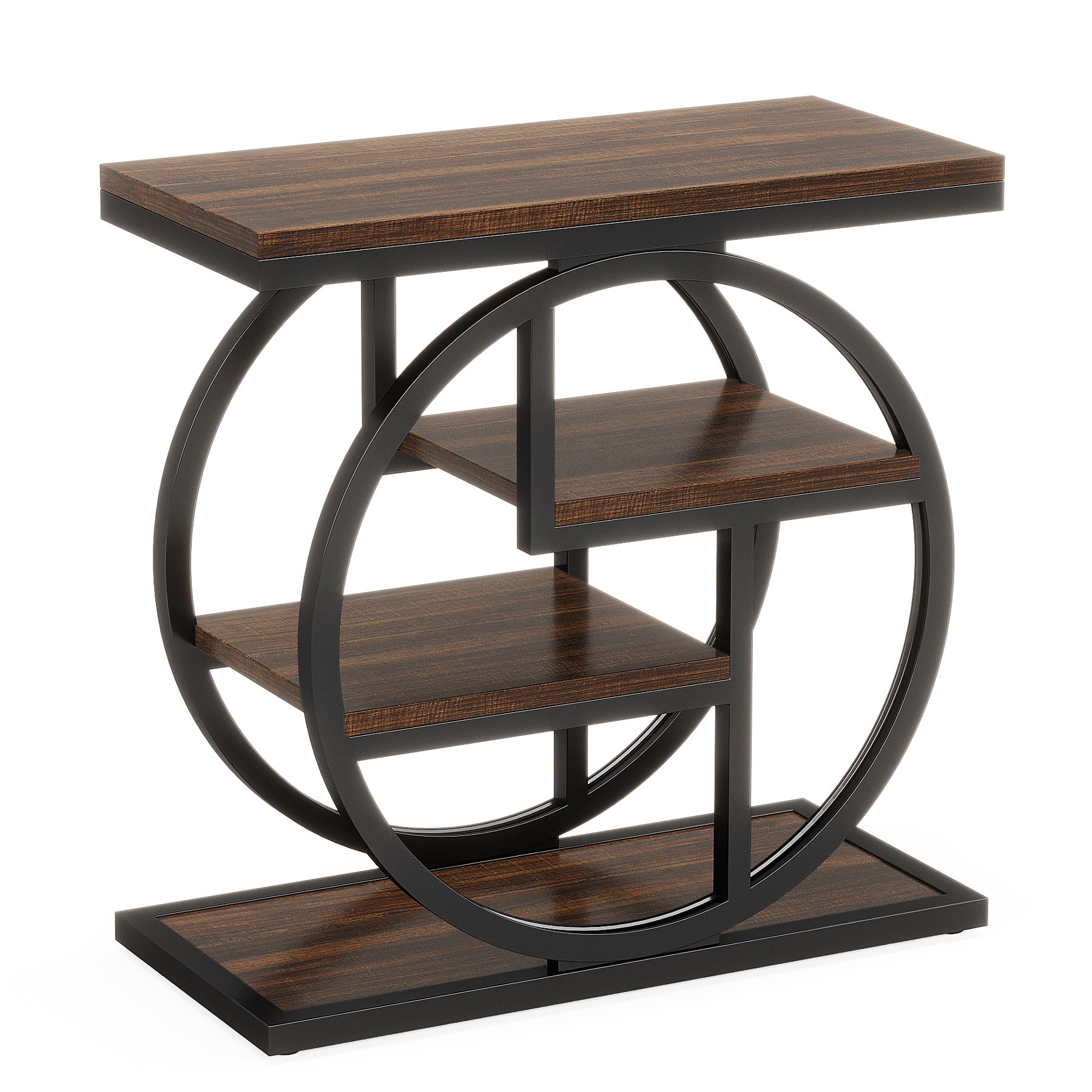 4-Tier Wooden End Table with Storage Shelves - Modern Side Table for Living Room, Bedroom & Office - Perfect for Organizing Books, Plants & Decor