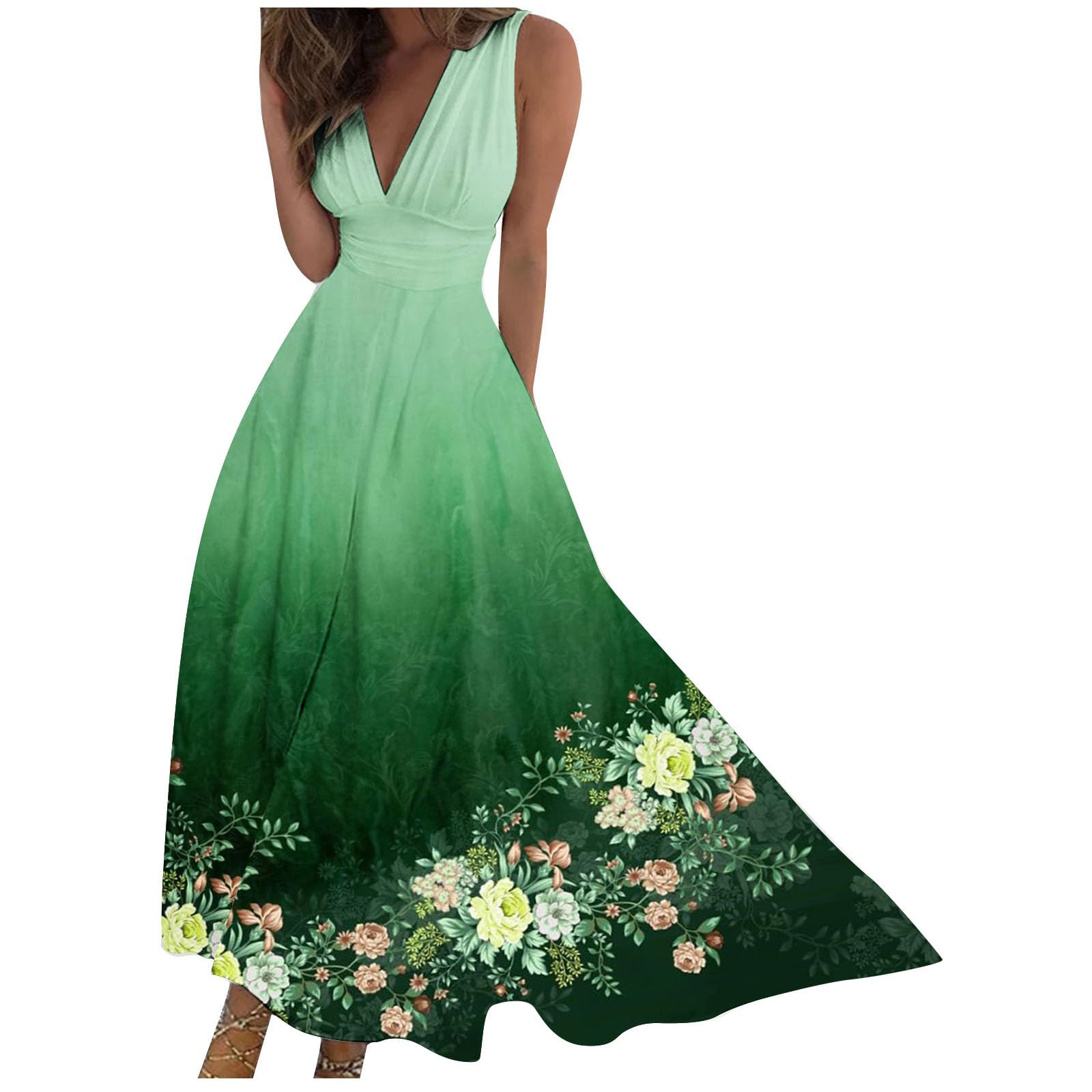 Trendy Floral Sundress for Women - Summer Plus Size V-Neck Dress for Beach & Vacation