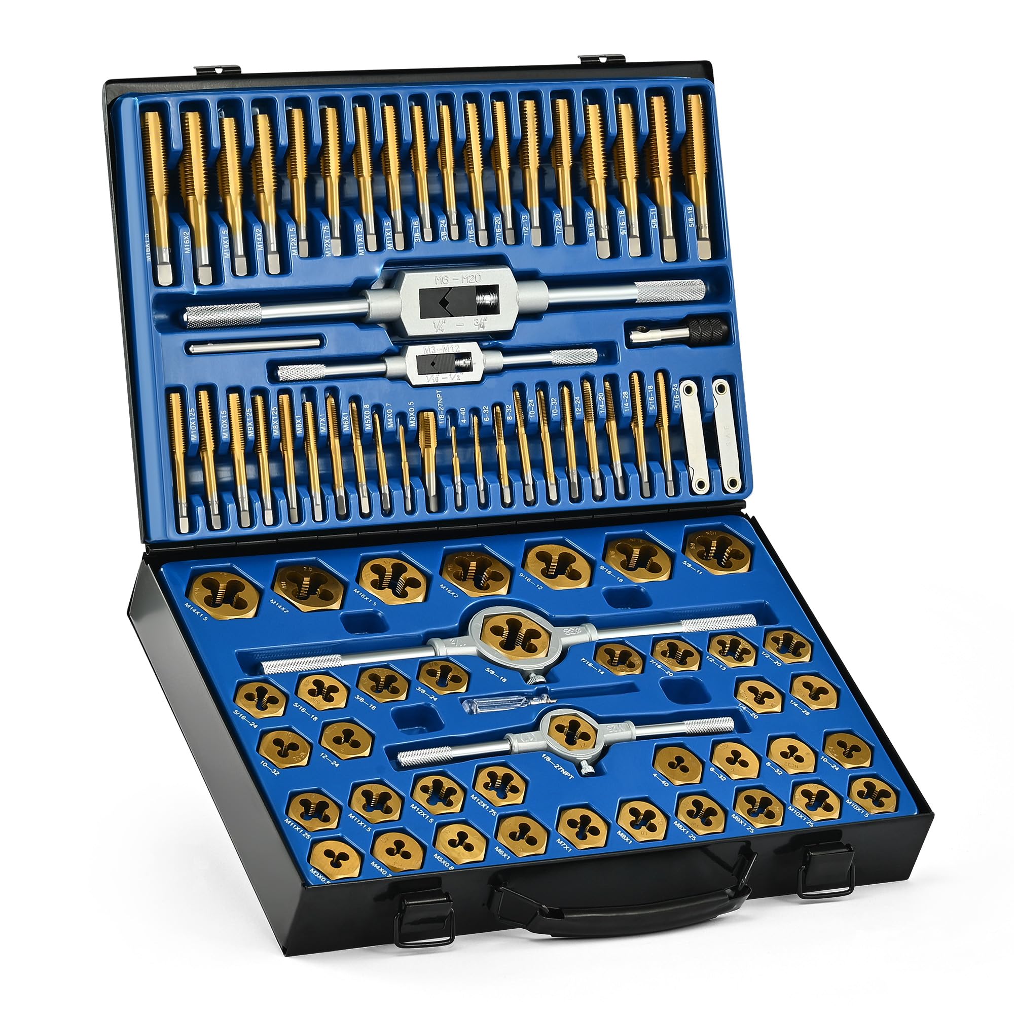 Orion Motor Tech 86-Piece SAE & Metric Tap and Die Set - Internal & External Threading Tool Kit with Coarse/Fine Threads & Carrying Case - Perfect for Automotive, Plumbing, and DIY Home Repairs