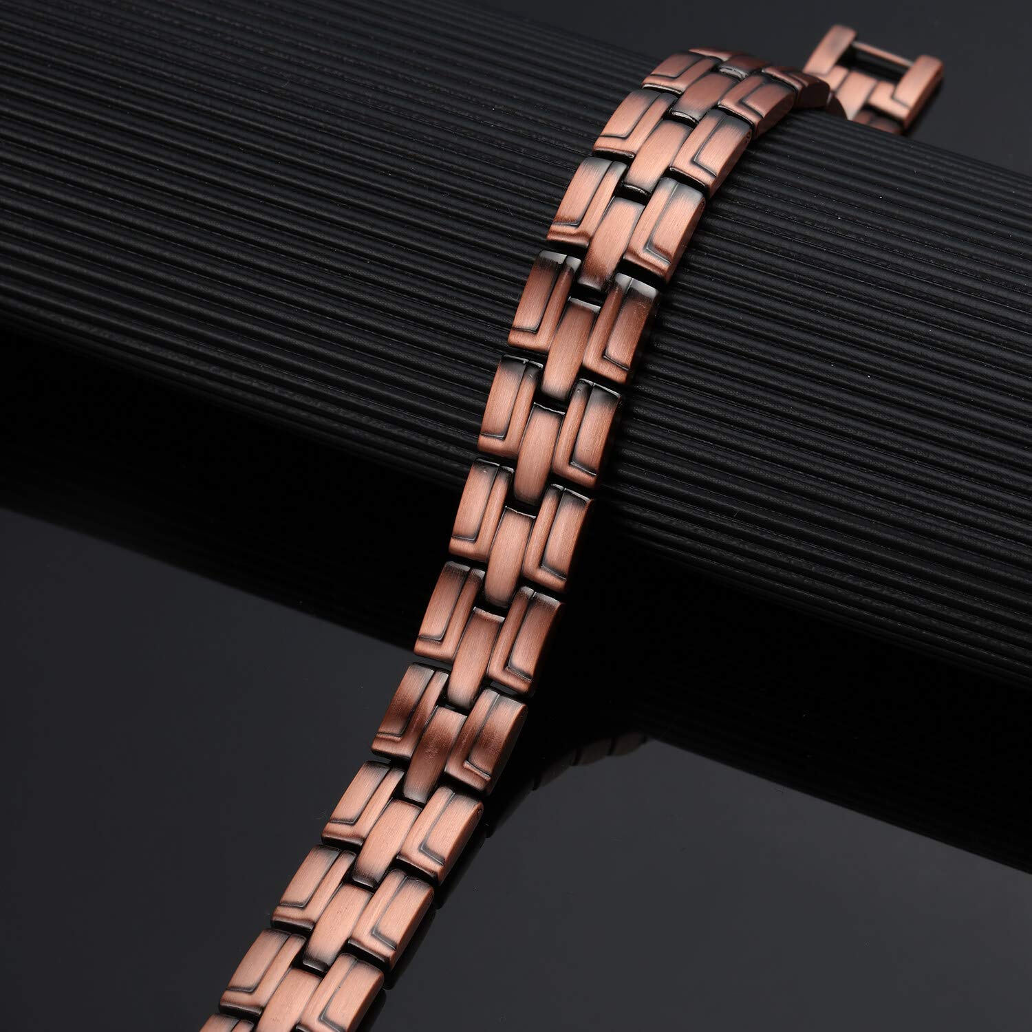 MagEnergy Men's Copper Magnetic Bracelets - 99.9% Pure Copper Therapy Bracelet with Strong Magnets, Adjustable Magnetic Jewelry with Sizing Tool - Pain Relief & Improved Circulation for Active Men