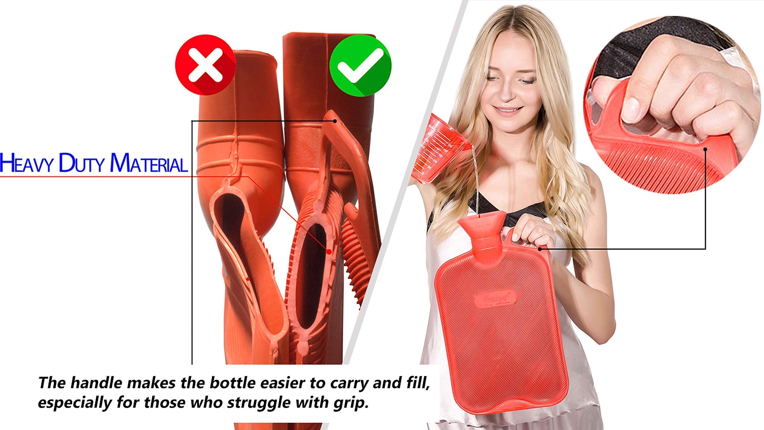 Peterpan Rubber Hot Water Bottles Set - 3 Pack Family Gift with Knit & Giant Bottle Covers - Perfect for Cold Weather Relief, Menstrual Cramps & Cozy Home Use