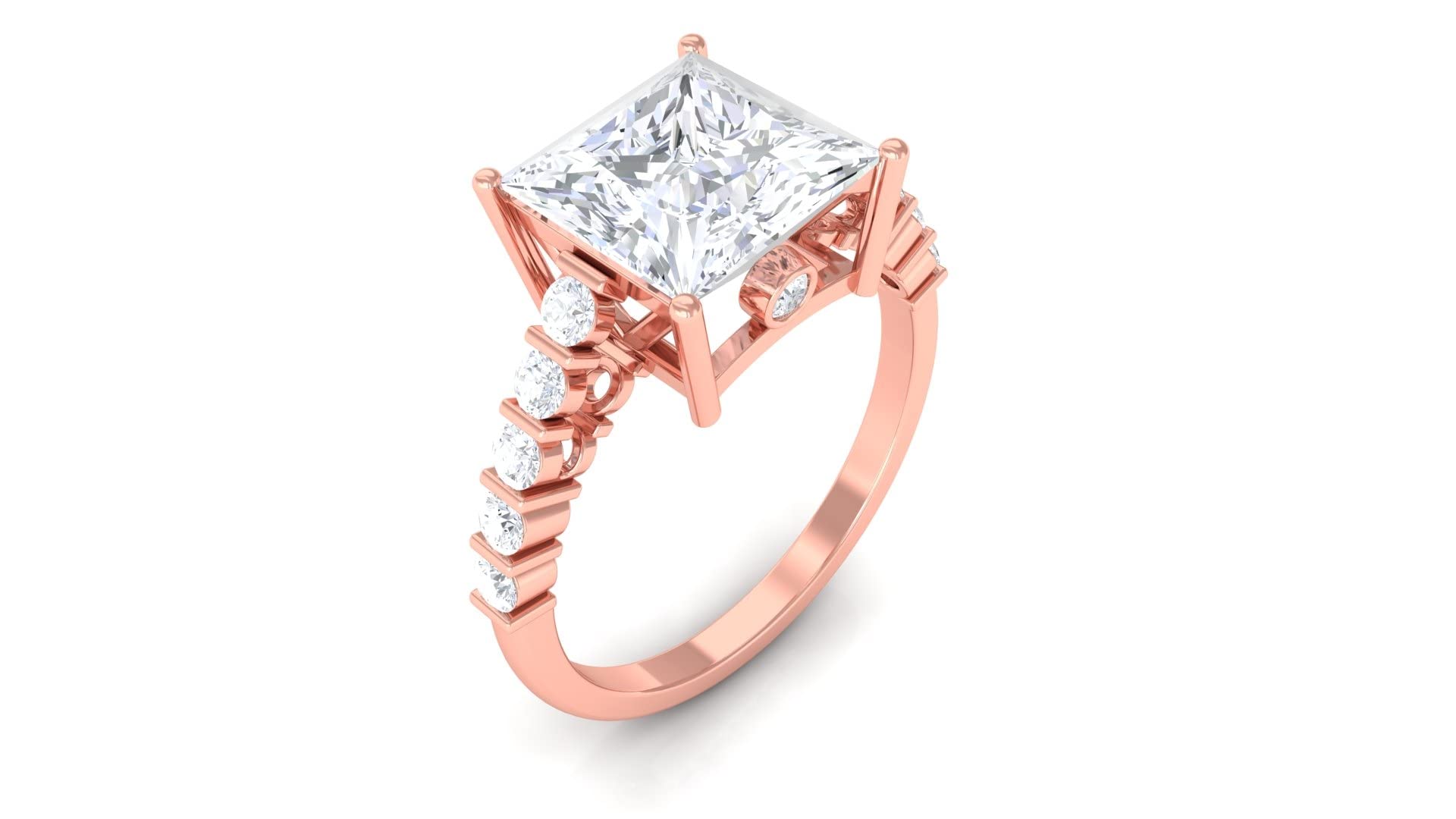 3.75 CT Princess Cut Moissanite Engagement Ring in 14K Solid Gold - Certified Solitaire Ring for Women, Perfect for Proposals, Anniversaries & Weddings