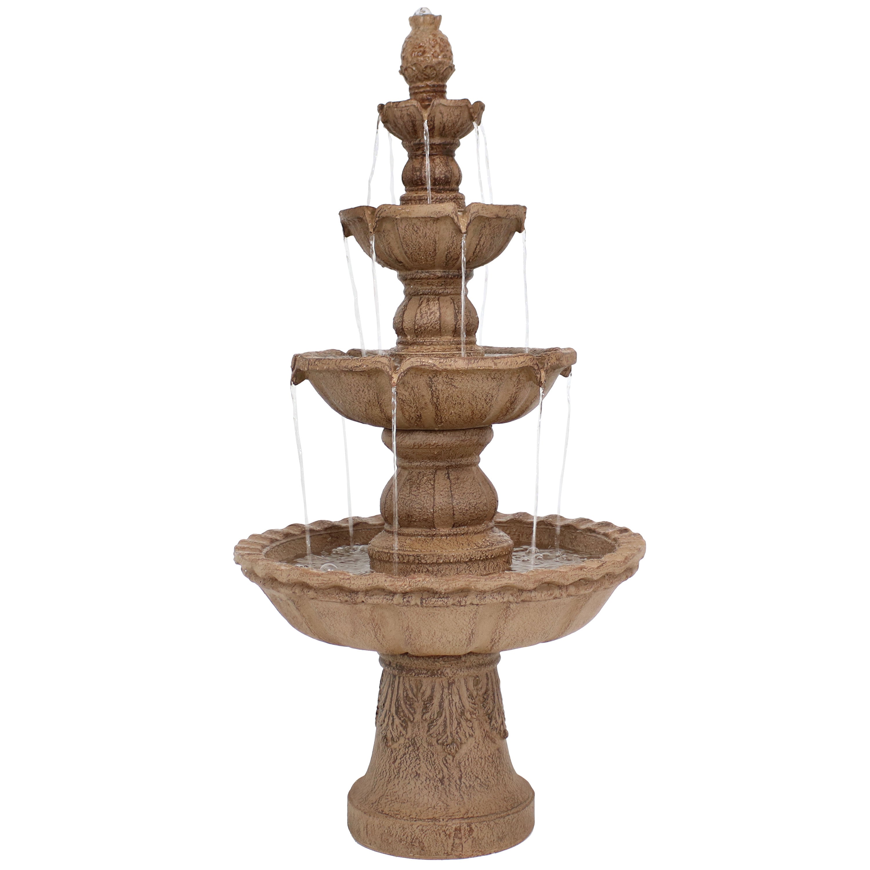 Sunnydaze 4 Tier Pineapple Outdoor Water Fountain - 52 Inch Tall Garden Decor for Patio, Yard & Backyard | Relaxing Tropical Water Feature for Outdoor Spaces