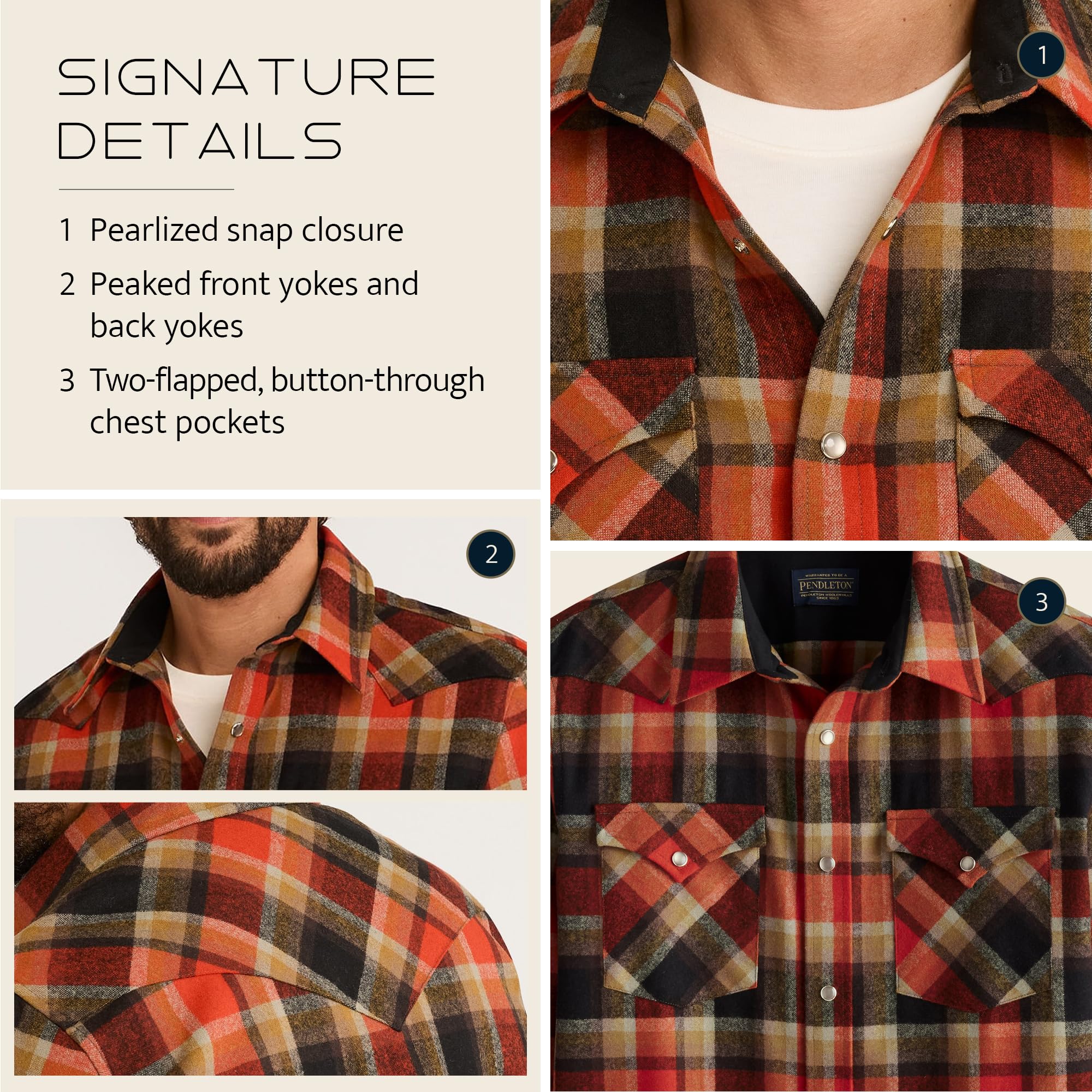PENDLETON Men's Classic Wool Shirt - Flannel Plaid Long Sleeve Button Down for Outdoor Camping Hiking and Casual Wear