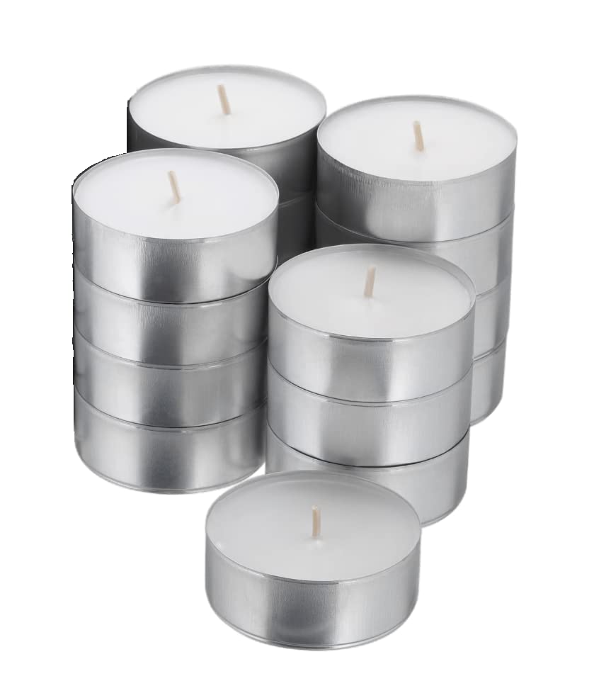 Realm White Unscented 4-Hour Burn Tea Light Candles (12 Pack) - Smokeless, Long-Lasting, Even Burning for Home Decor, Weddings, Parties & Relaxation | Premium Mess-Free Mini Candles