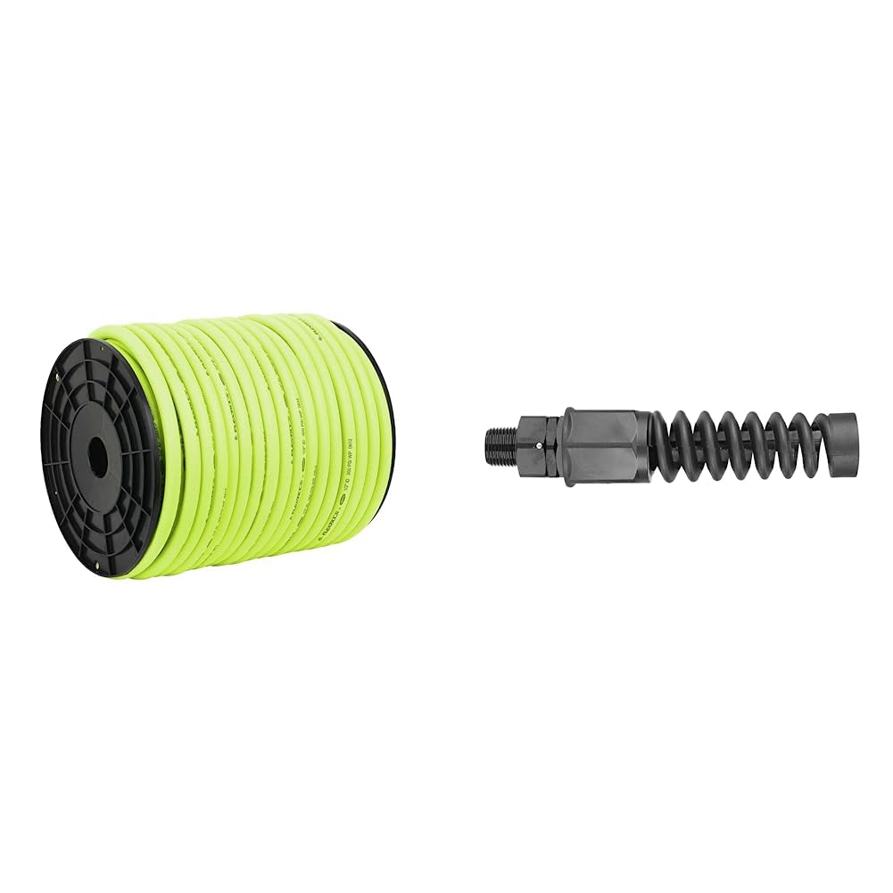 Flexzilla Pro 1/2 inch x 250 ft Air Hose with Bulk Plastic Spool & Reusable Swivel Fitting Bundle - Ideal for Construction, Auto Repair, and Industrial Pneumatic Tools