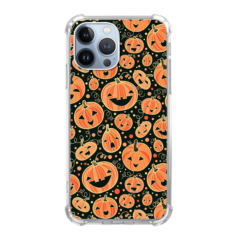 Spooky Smiling Pumpkin Halloween Phone Case for iPhone 12 Pro Max - Shockproof TPU Bumper Cover for Teens, Men & Women - Perfect for Trick-or-Treating, Halloween Parties & Fall Festivals