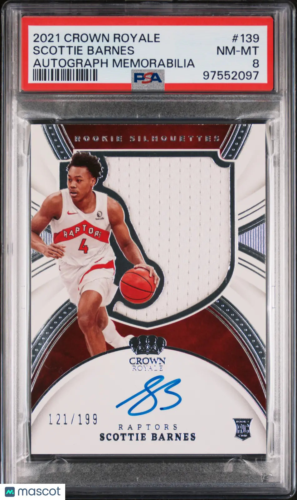 2021 Panini Crown Royale Scottie Barnes Rookie Patch Auto PSA 8 121/199 #139 - Basketball Trading Card for Collectors & Investors