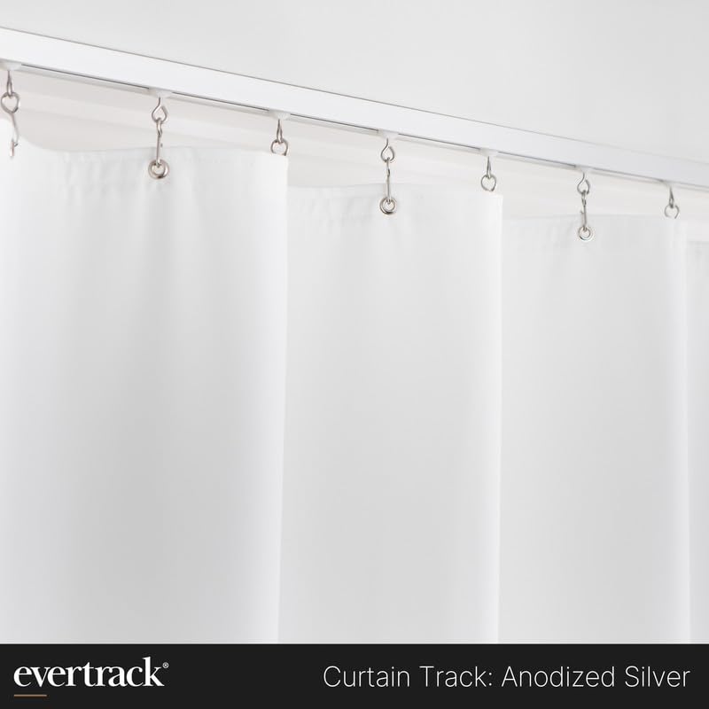 Ceiling Mounted Curtain Track Rail System - 12ft Anodized Silver Aluminum Curtain Rod for Drapes, Room Dividers & Window Treatments | Made in USA | Perfect for Living Room, Bedroom & Office Partitions