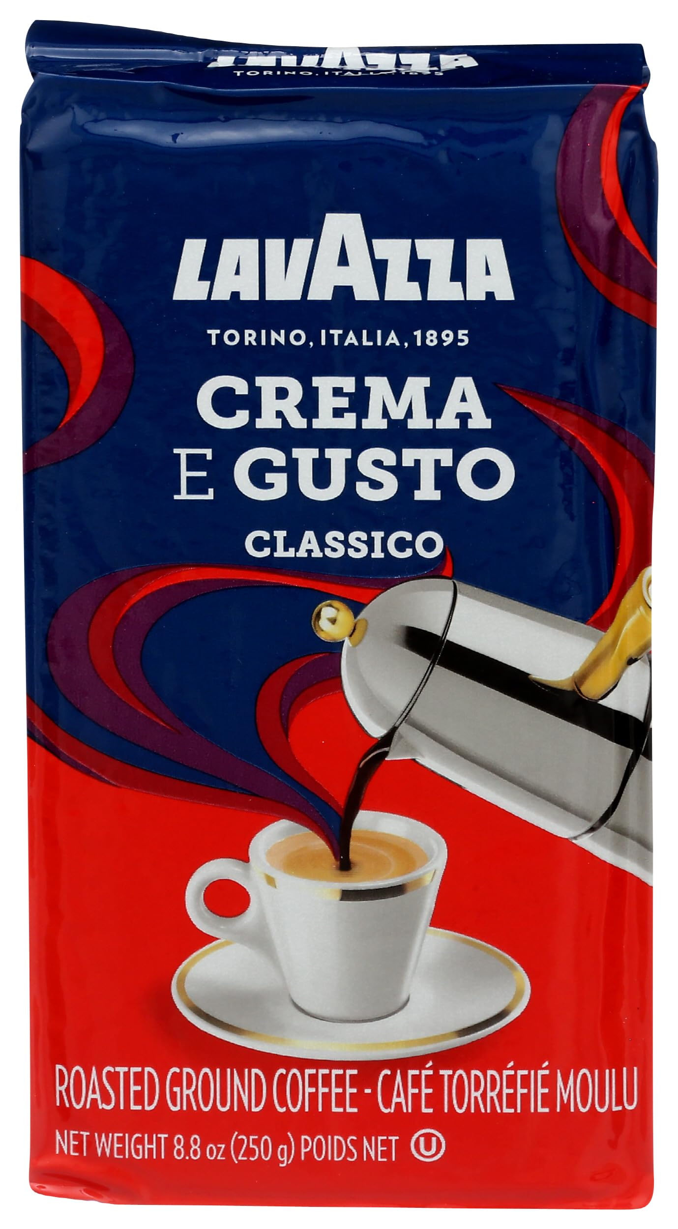 Premium Lavazza Crema e Gusto Ground Coffee - Rich Italian Espresso Blend, 8.8-Ounce Bricks (Pack of 8) - Perfect for Home Brewing, Office Use & Gifts