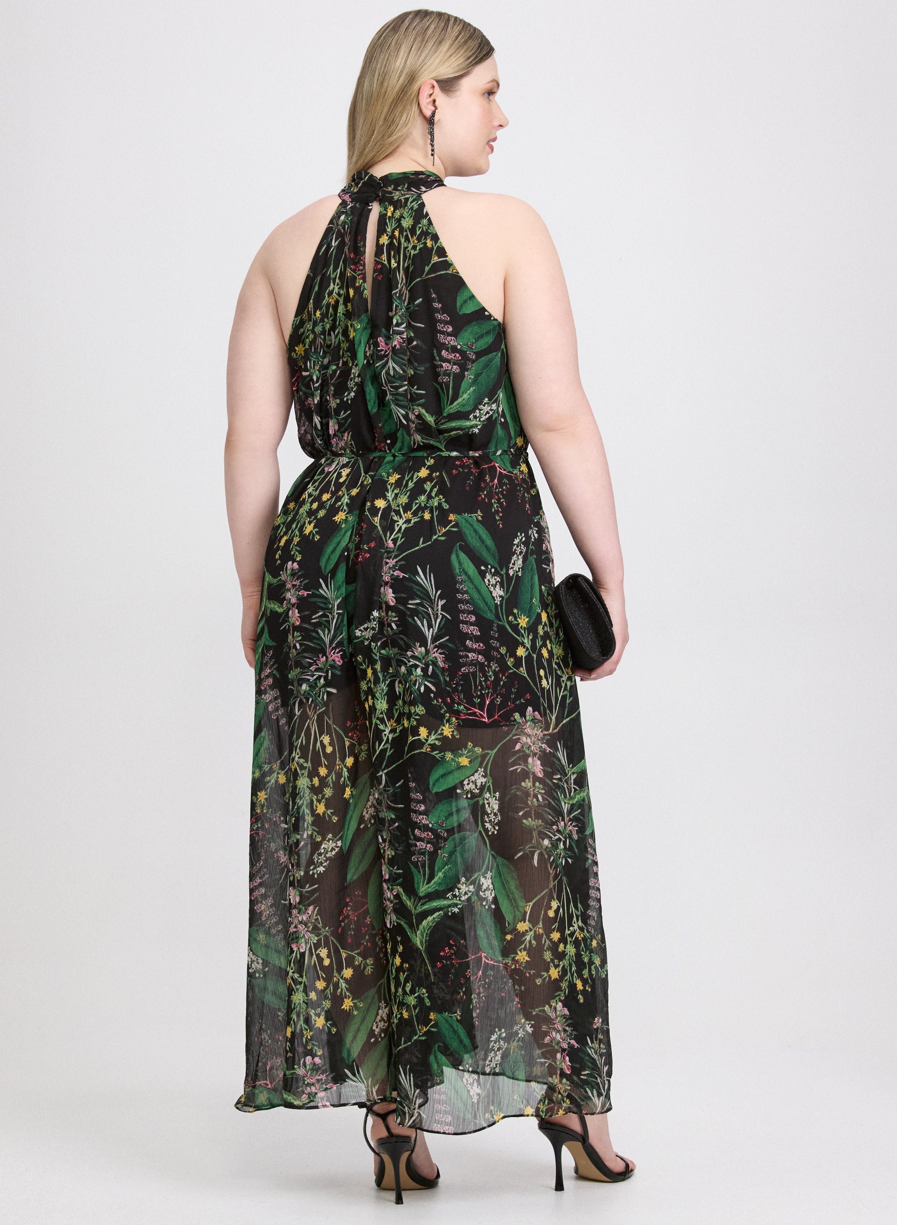 Floral Halter Jumpsuit for Women - Summer Boho Romper with Pockets | Beach Wedding, Vacation Outfit, Casual Dress