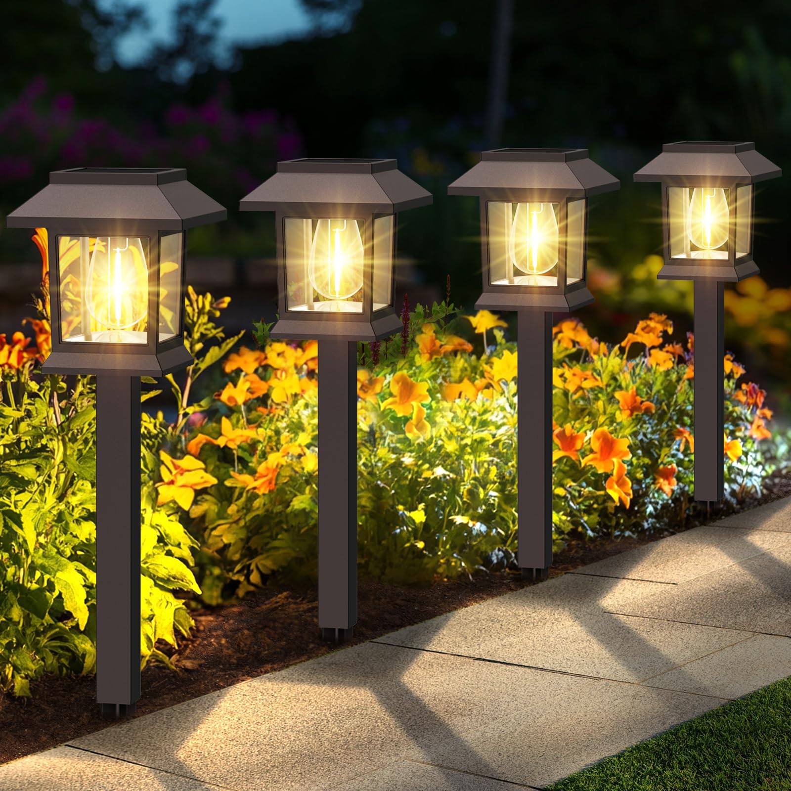 12 Pack Solar Pathway Lights Outdoor - Upgraded LED Waterproof Garden Lights for Driveway, Walkway, Yard & Lawn Decor | Perfect for Landscape Lighting, Patio, Backyard & Outdoor Decorations
