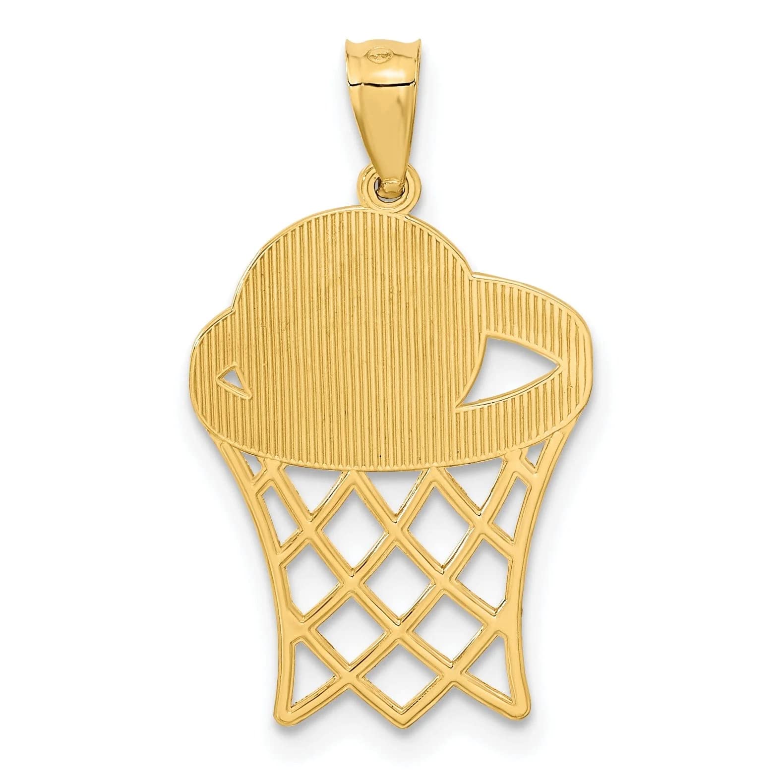 14K Yellow Gold Basketball in Net Charm Pendant - Elegant Jewelry Gift for Sports Lovers, Perfect for Necklace Layering & Everyday Wear