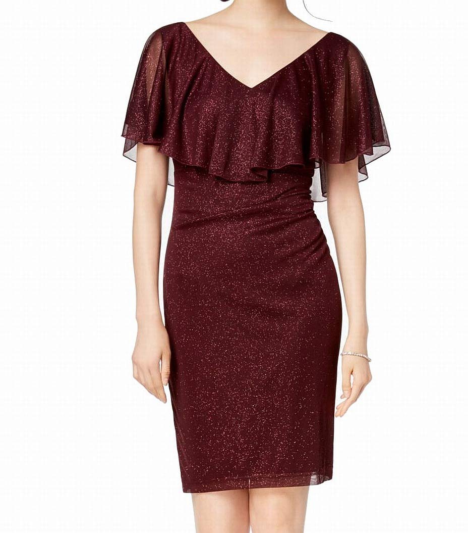 Glitter Cape Sleeves Party Dress for Women Petites - Elegant Sparkly Formal Gown for Holiday Parties, Prom, Cocktail Events & Special Occasions