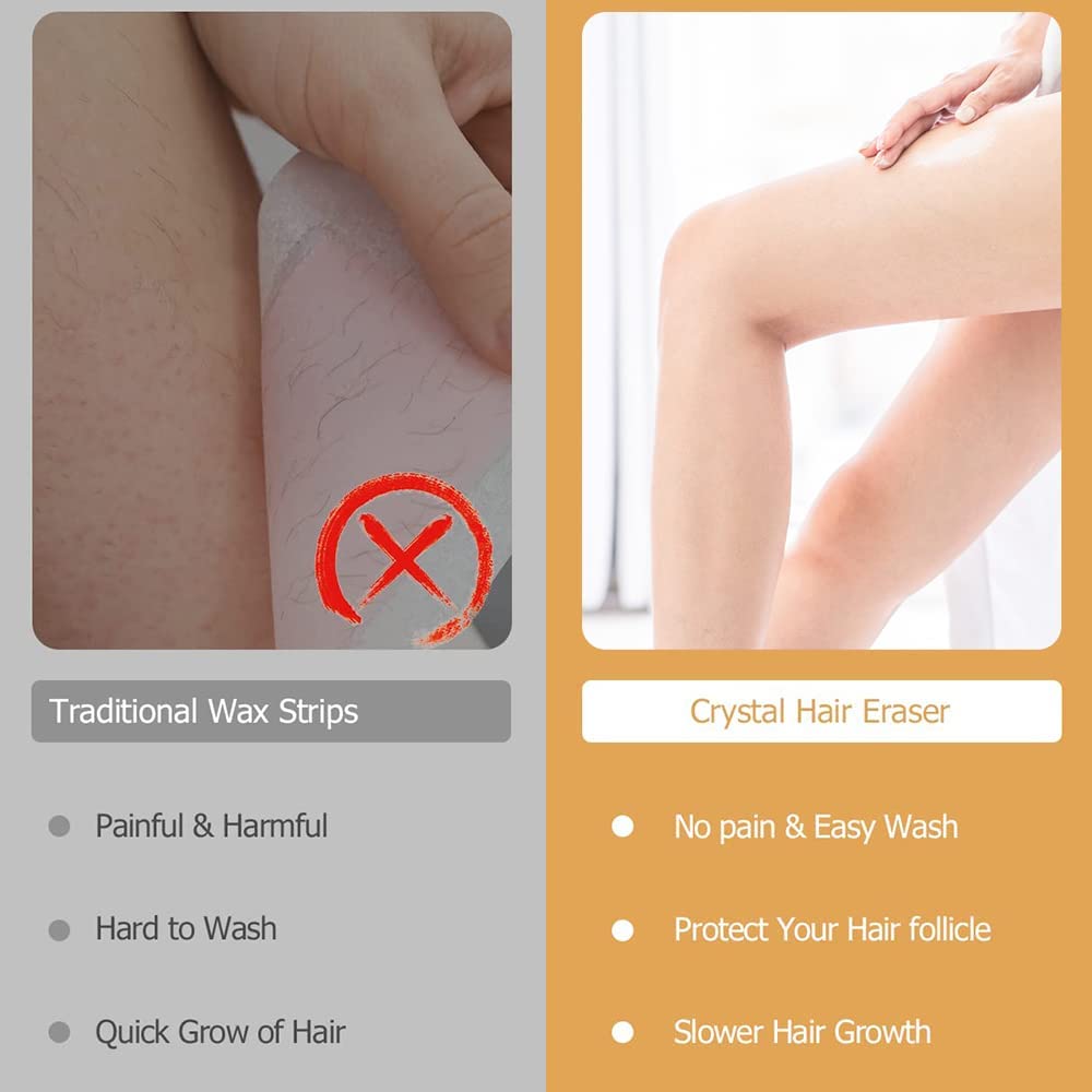 XSOURCE Crystal Hair Remover for Women & Men - Upgraded Nano-Crystalline Dots Technology, Painless & Reusable Hair Removal Stone - Perfect for Facial, Legs, Arms & Bikini Line Hair Removal at Home (Multicolor)