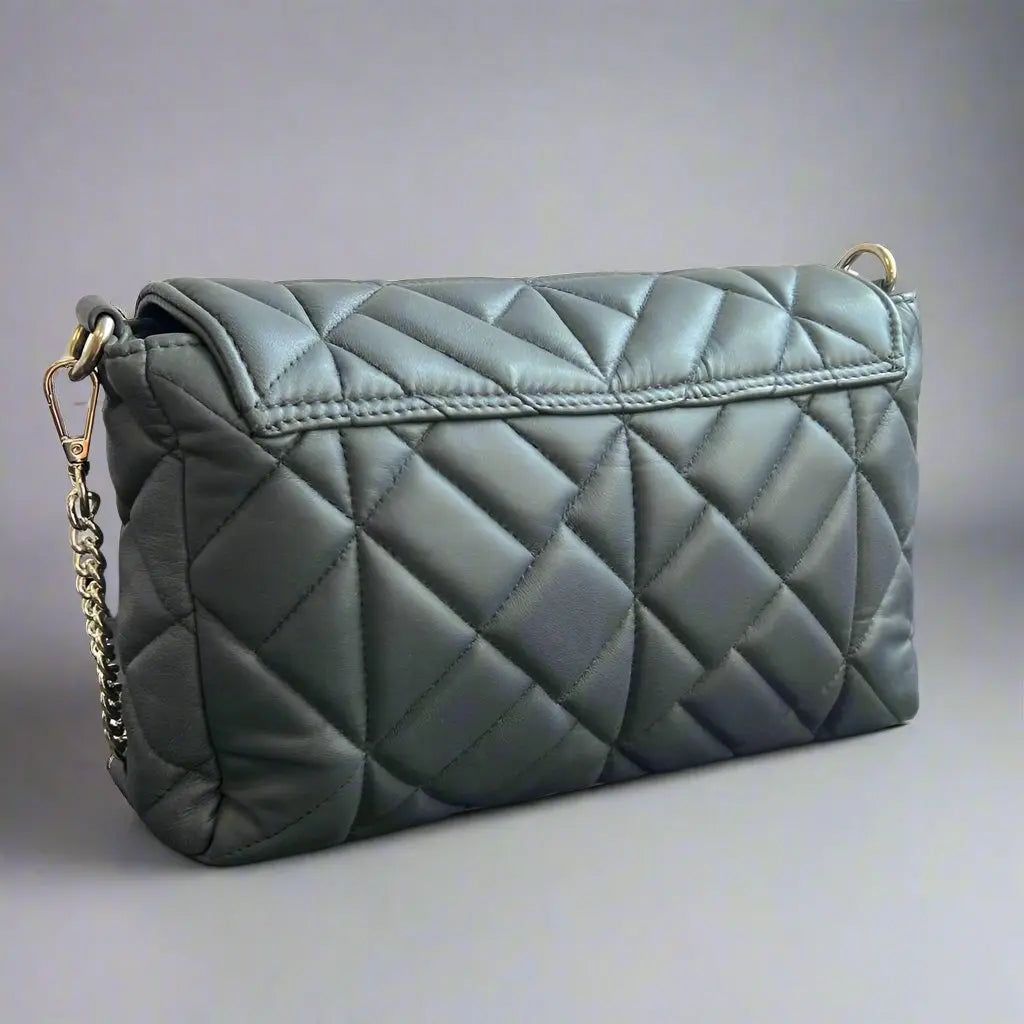 Quilted Soft Leather Crossbody Bag with Chain Strap - Stylish Women's Shoulder Purse for Daily Use, Work & Evening Out