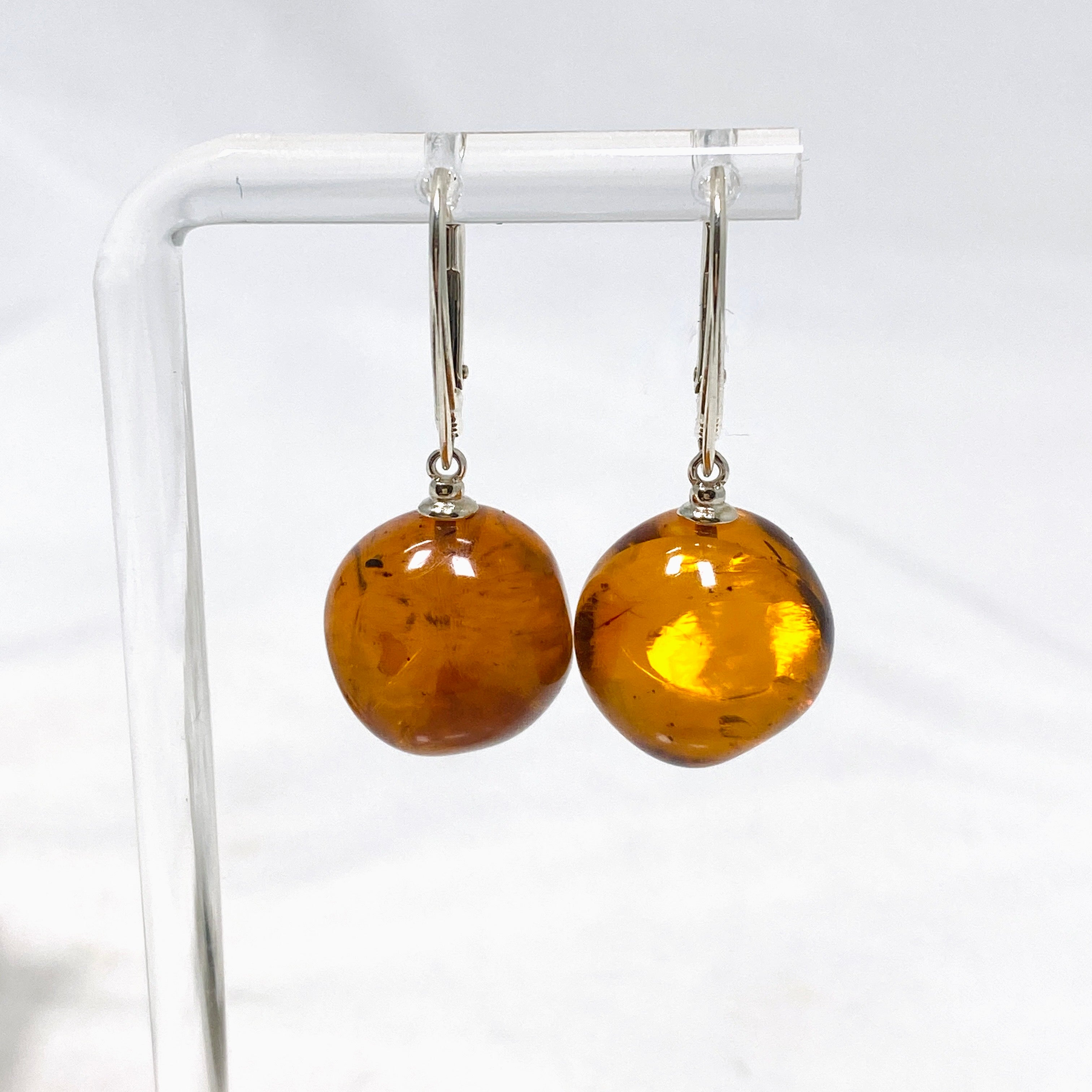 Baltic Cognac Amber Sphere Earrings - Handmade Genuine Amber Jewelry for Women - Perfect for Weddings, Parties & Special Occasions