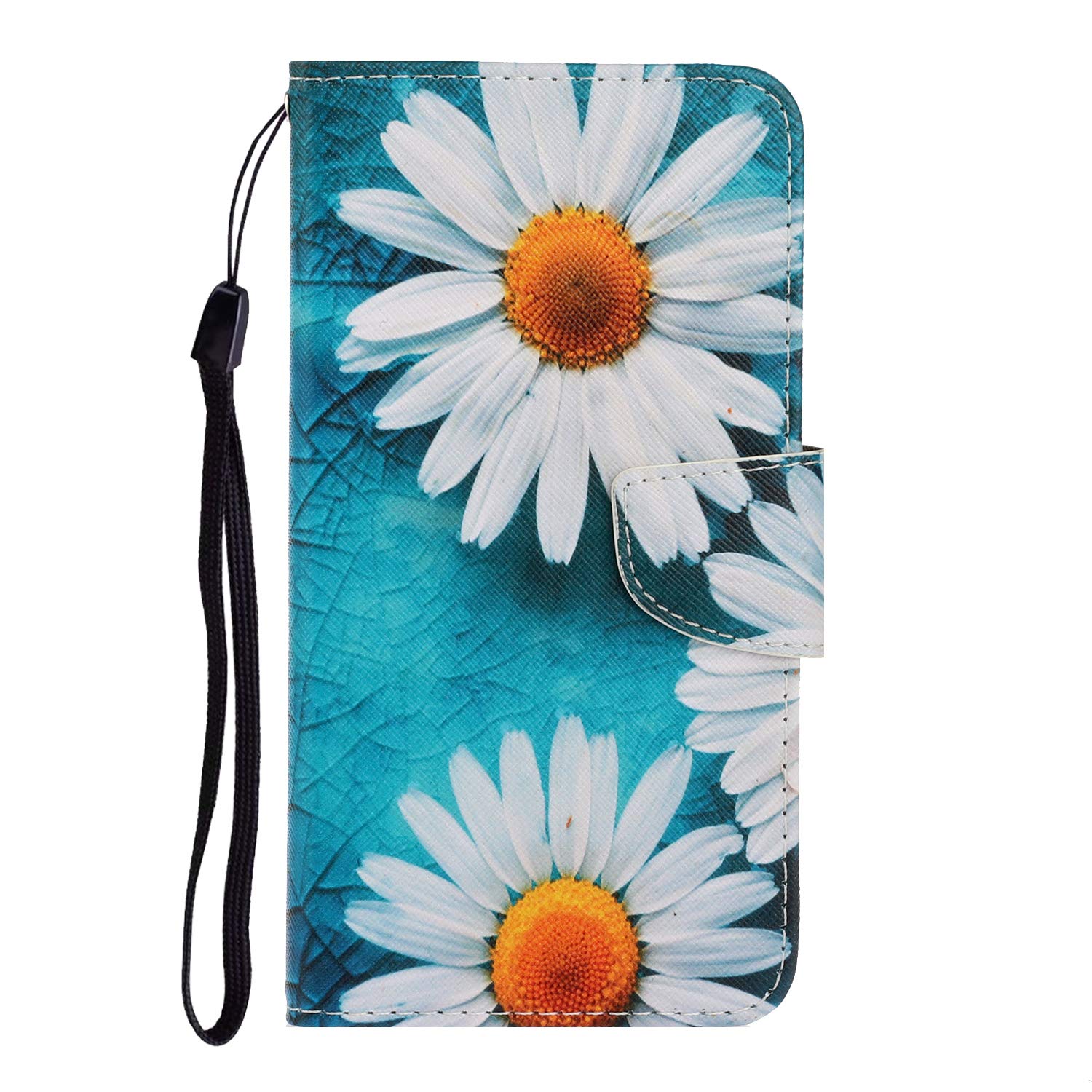 Samsung Galaxy A53 Wallet Case - PU Leather Folio Flip Cover with Credit Card Slots & Kickstand | Magnetic Protection | Daisy Flower Design | Perfect for Work, Travel & Everyday Use