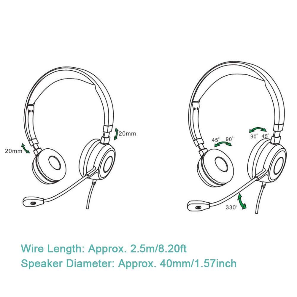 Topiky USB Communication Headset with Microphone & Soft Ear Cushions - Noise Cancelling Call Center Headphones for Online Chat, Teaching, Remote Work & Customer Service (USB Wired PC Computer Headset)