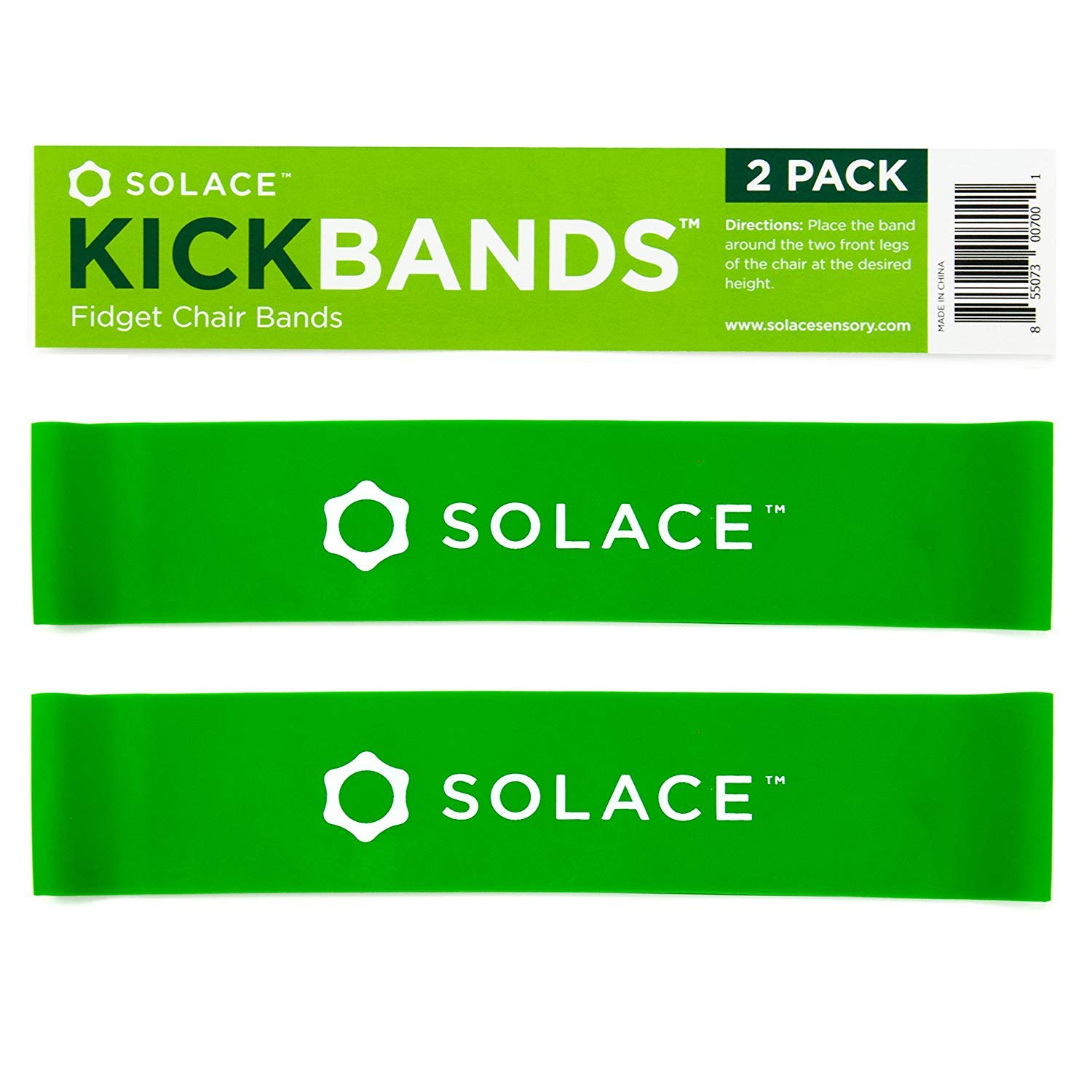 KICK BANDS Chair Bands for Kids with Fidgety Feet - 2-Pack ADHD Fidget Bands for Classroom Chairs & Desks - Bouncy Sensory Kickband for Active Kids (Green) - Perfect for School, Home Study & Focus Improvement