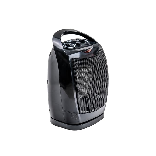 Comfort Zone Portable Ceramic Space Heater - 1500W Fast Heating, 70° Oscillation, Thermostat Control | Quiet Fan Forced Heater for Bedroom, Office & Small Rooms up to 200 Sq.Ft | Indoor Use for Winter, Home & Office Warming (Black)