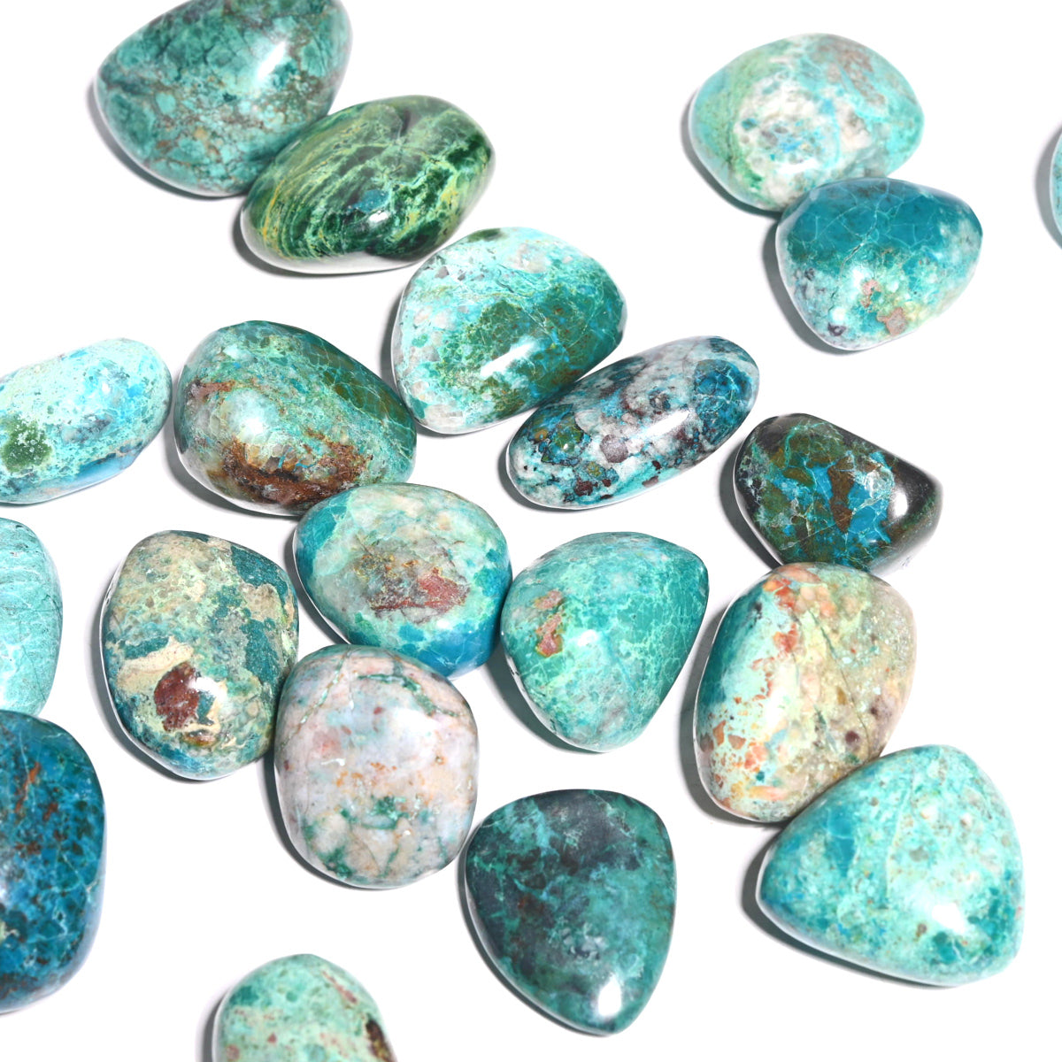 Natural Chrysocolla Tumbled Stones Set of 3 - Healing Crystals for Meditation, Jewelry Making & Home Decor