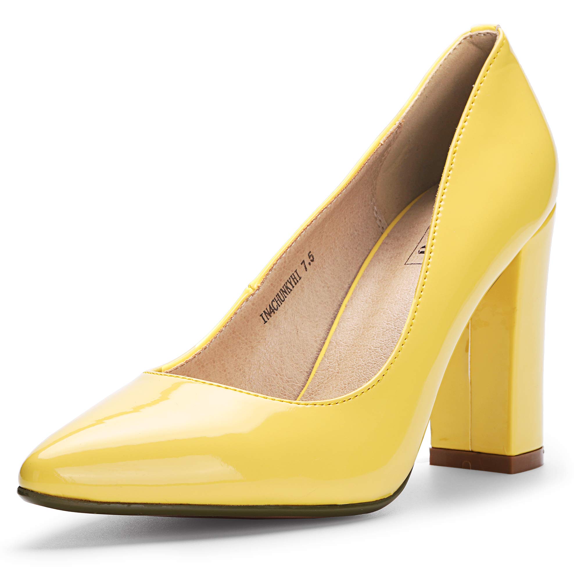 IDIFU Women's Chunky Block High Heel Pumps - Pointed Toe Dress Shoes for Office, Party & Wedding | Comfortable Closed Toe Professional Work Shoes for Women