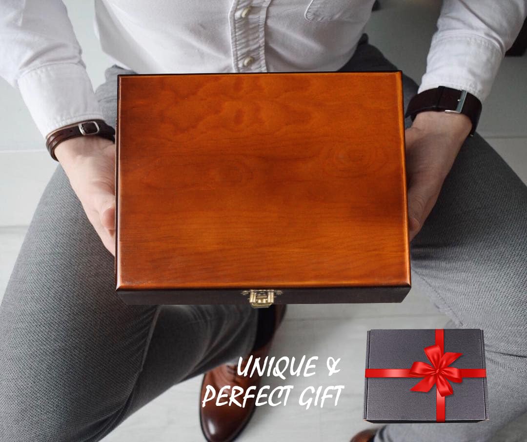 Premium Wooden Storage Box with Lock & Key - Large Locking Wooden Stash Box Organizer with 2 Airtight Jars for Home Decor, Keepsakes & Gifts | Perfect for Jewelry, Cash Storage, Memorabilia & Family Heirlooms