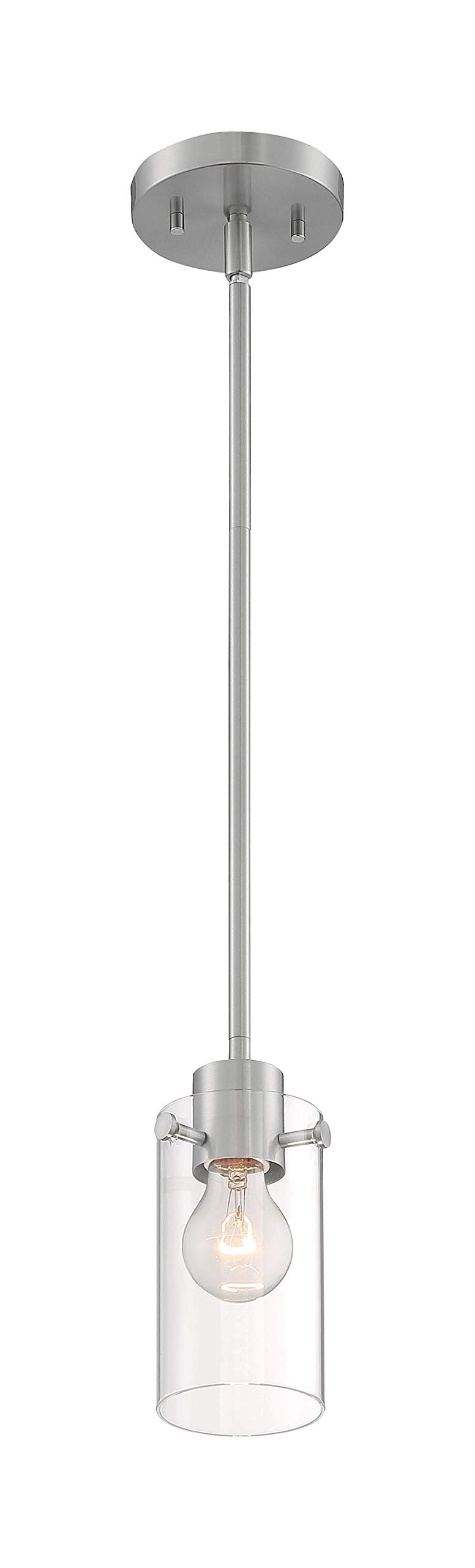 Nuvo 60/7170 Somerset 1-Light Mini Pendant Light Fixture - Clear Glass Shade & Brushed Nickel Finish - Perfect for Kitchen Island, Dining Room or Bedroom Lighting