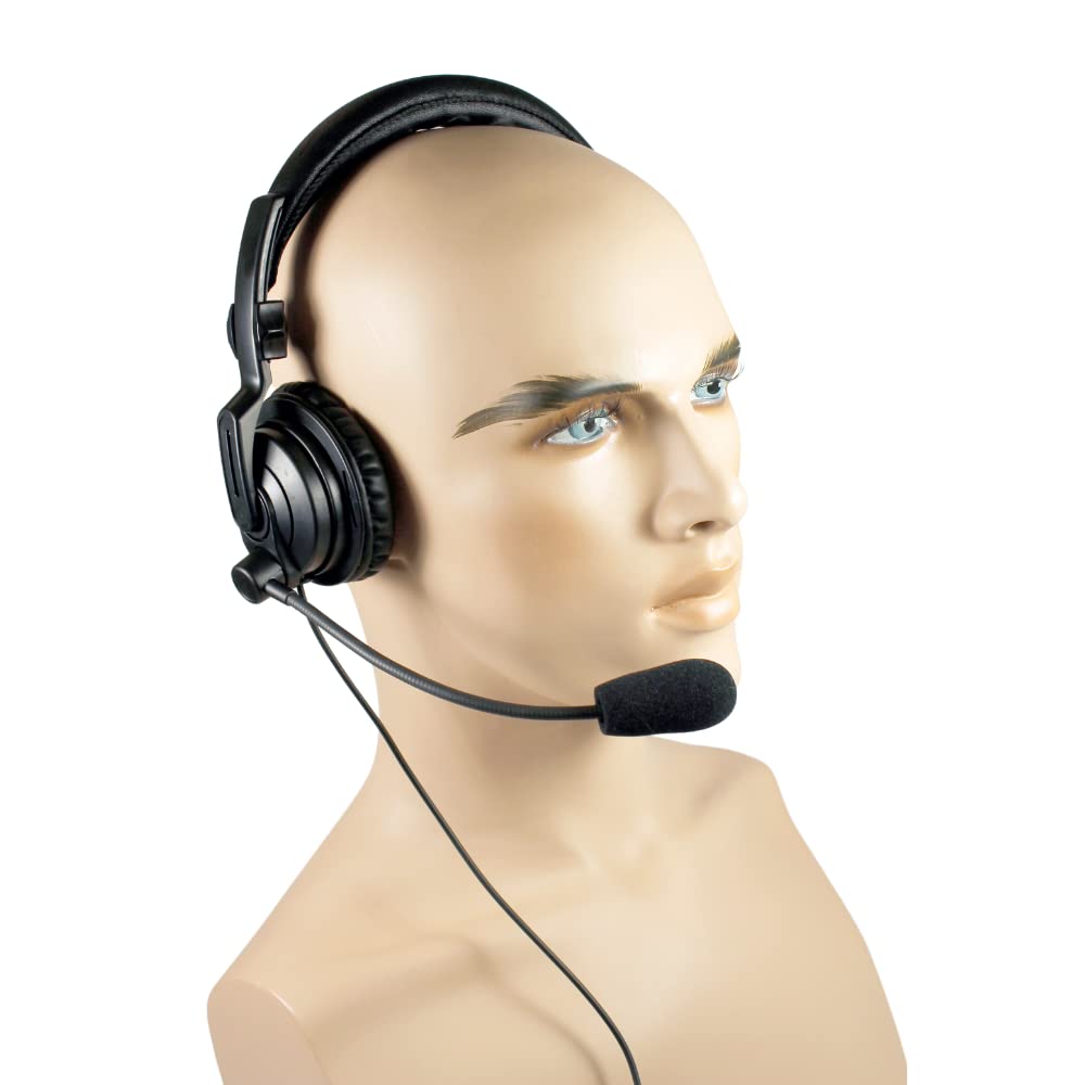 Pryme HLP-SNL-03 Lightweight Headset for Motorola 2-Pin CP100D CP200D BPR40 CLS DTR DLR Series - Durable Communication Headset for Construction, Security & Warehouse Workers