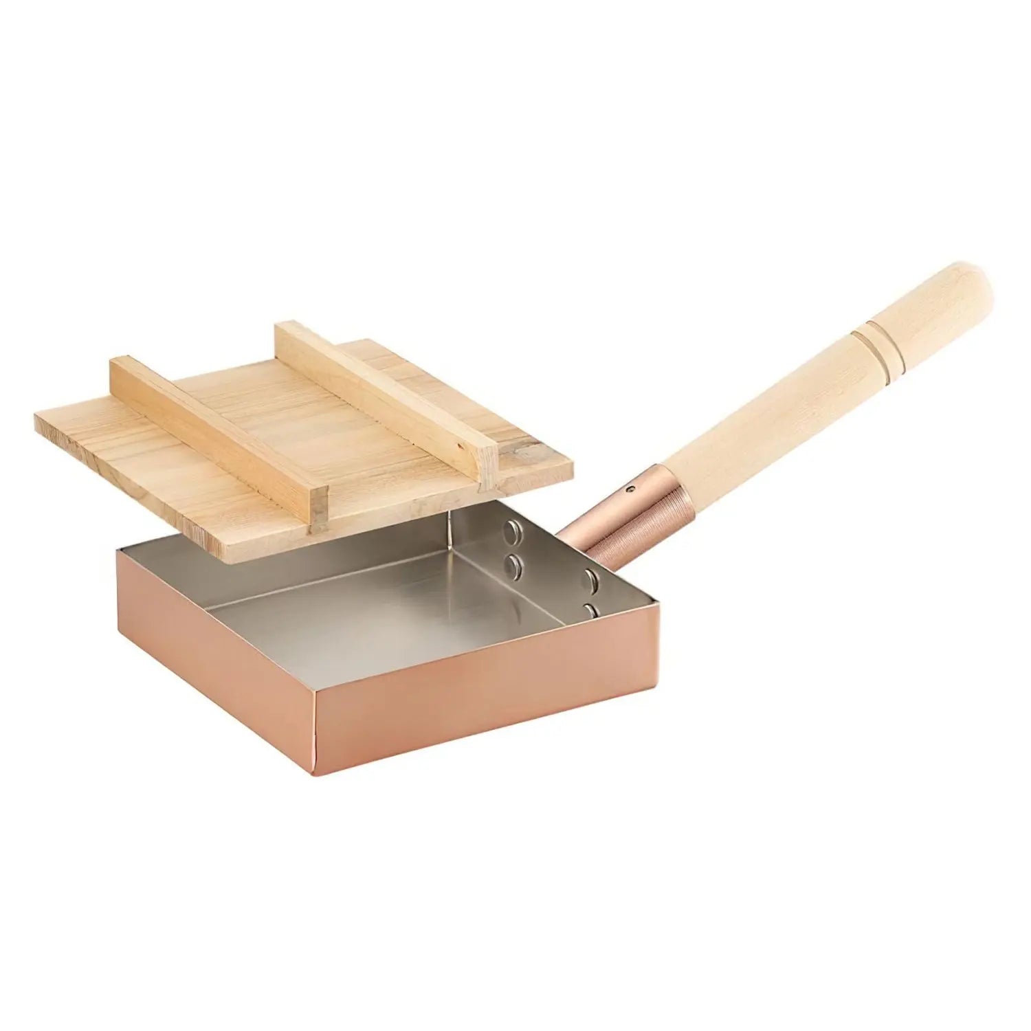 Asahi Copper Japanese Tamagoyaki Omelette Pan with Lid - Perfect for Making Traditional Rolled Egg, Breakfast & Bento Box Cooking