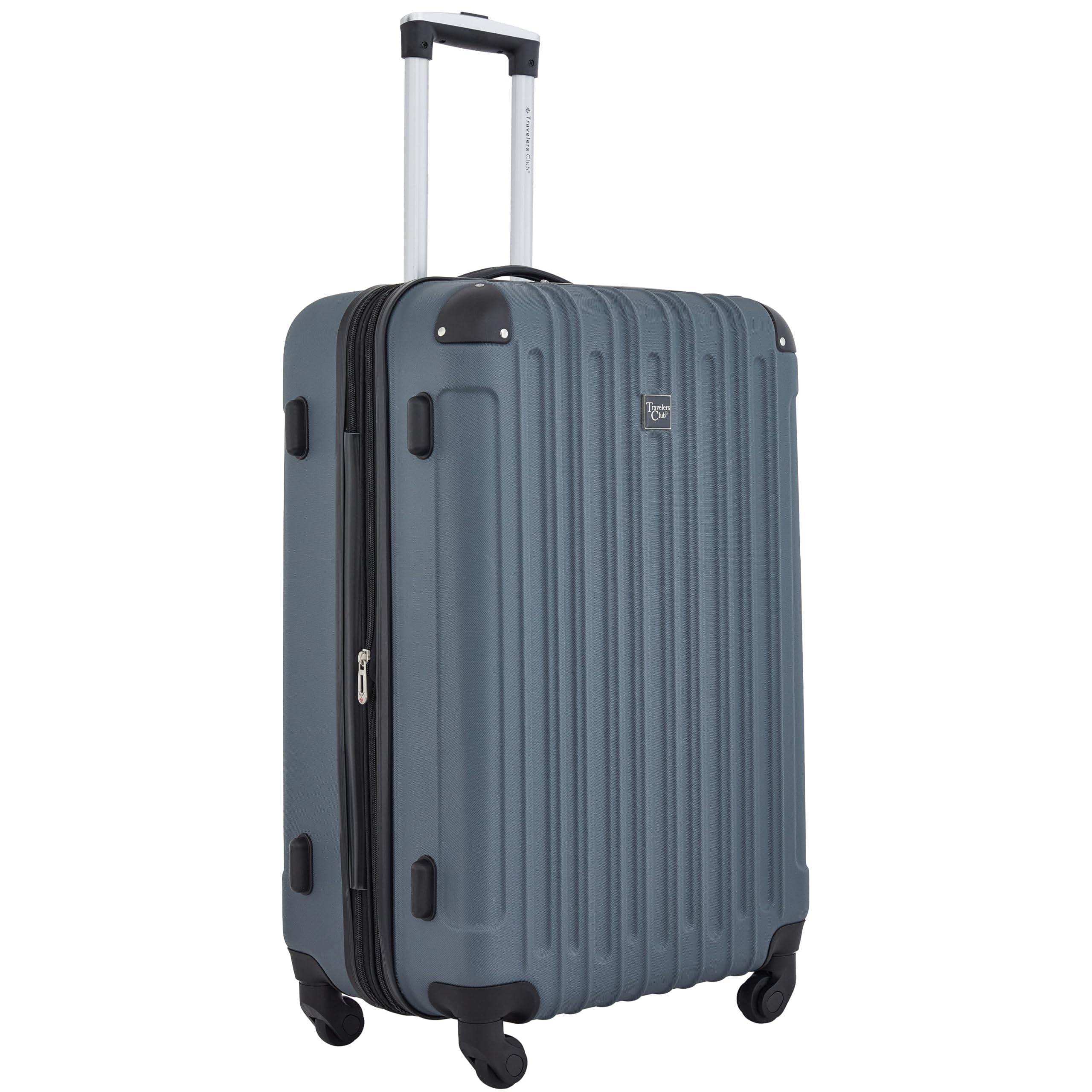 Travelers Club Midtown Hardside Luggage 4-Piece Set - Durable Spinner Suitcase with TSA Lock, Lightweight Carry On & Checked Bags for Air Travel (Slate Color) - Perfect for Family Vacations, Business Trips & International Adventures