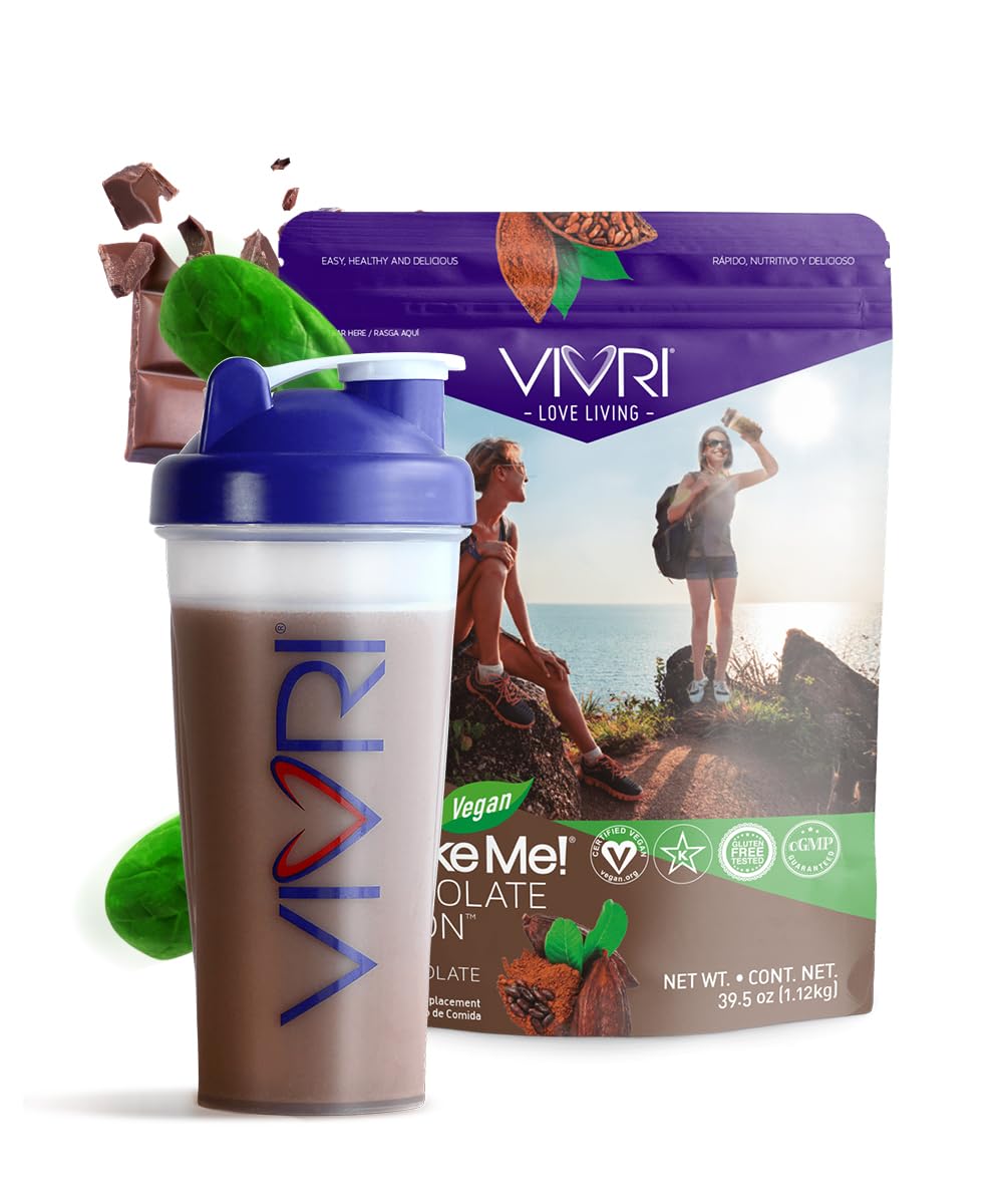 VIVRI Shake ME - Vegan Chocolate Protein Powder Meal Replacement Shake | 20 Servings | High in Fiber, Vitamins & Minerals | Easy Mix with Water | Perfect for Post-Workout Recovery & Healthy Weight Management