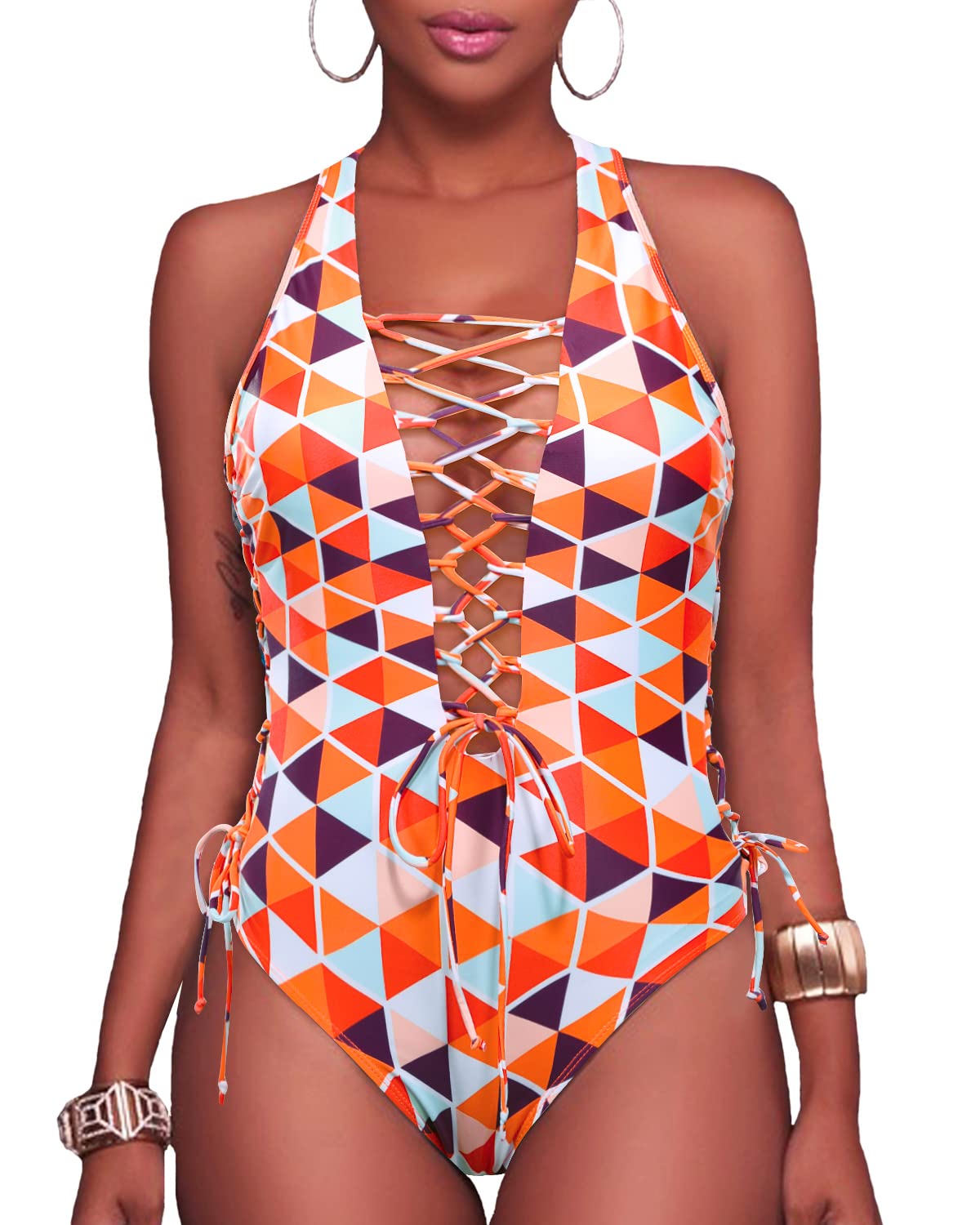 Holipick Women's Sexy One Piece Swimsuit - One Shoulder Monokini with Lace Up Design for Beach, Pool & Vacation | Plus Size Swimwear for Women
