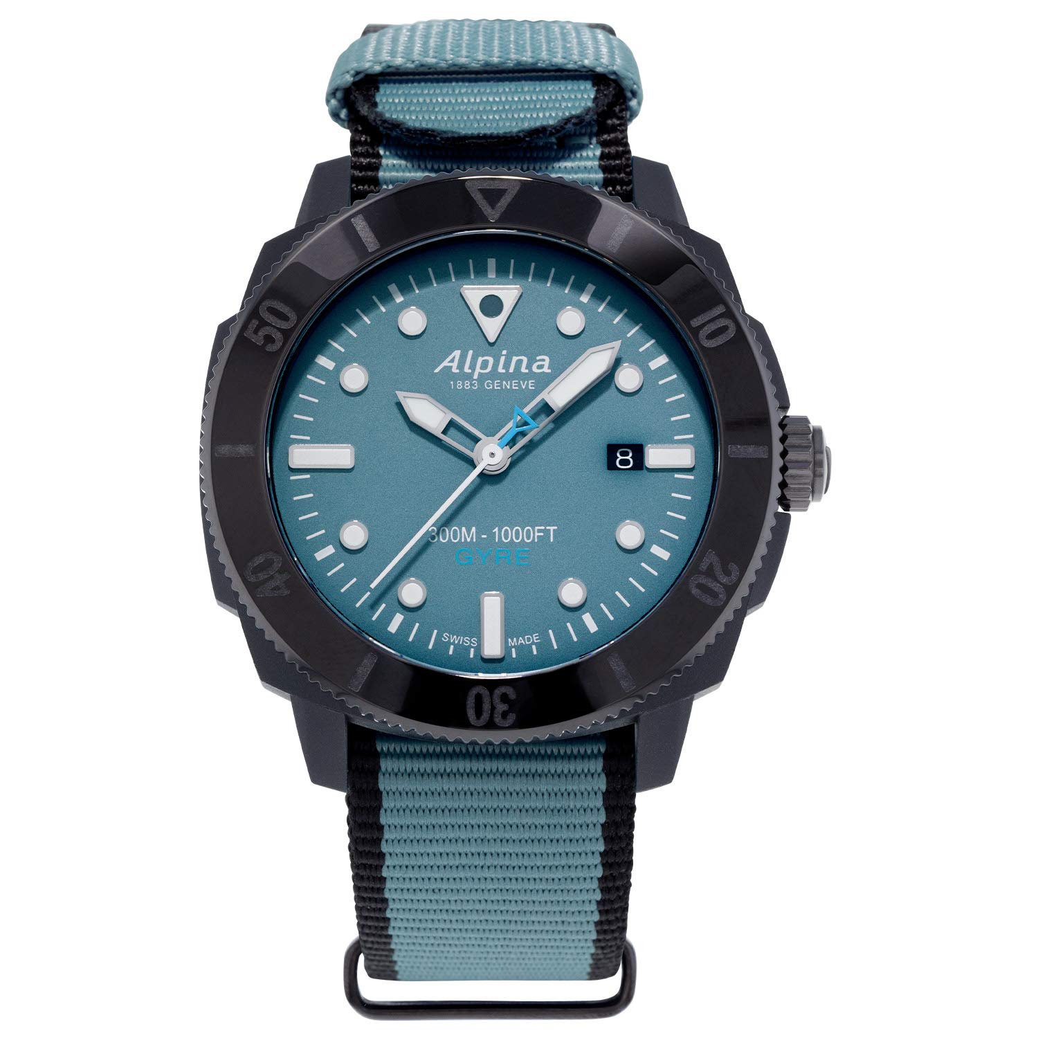 Alpina Seastrong Diver Gyre Limited Edition Swiss Automatic Watch - Recycled RPET Case & Strap, 3-Hand Date, Sapphire Crystal, Luminous Markers, 38h Power Reserve | Perfect for Diving, Water Sports & Everyday Wear
