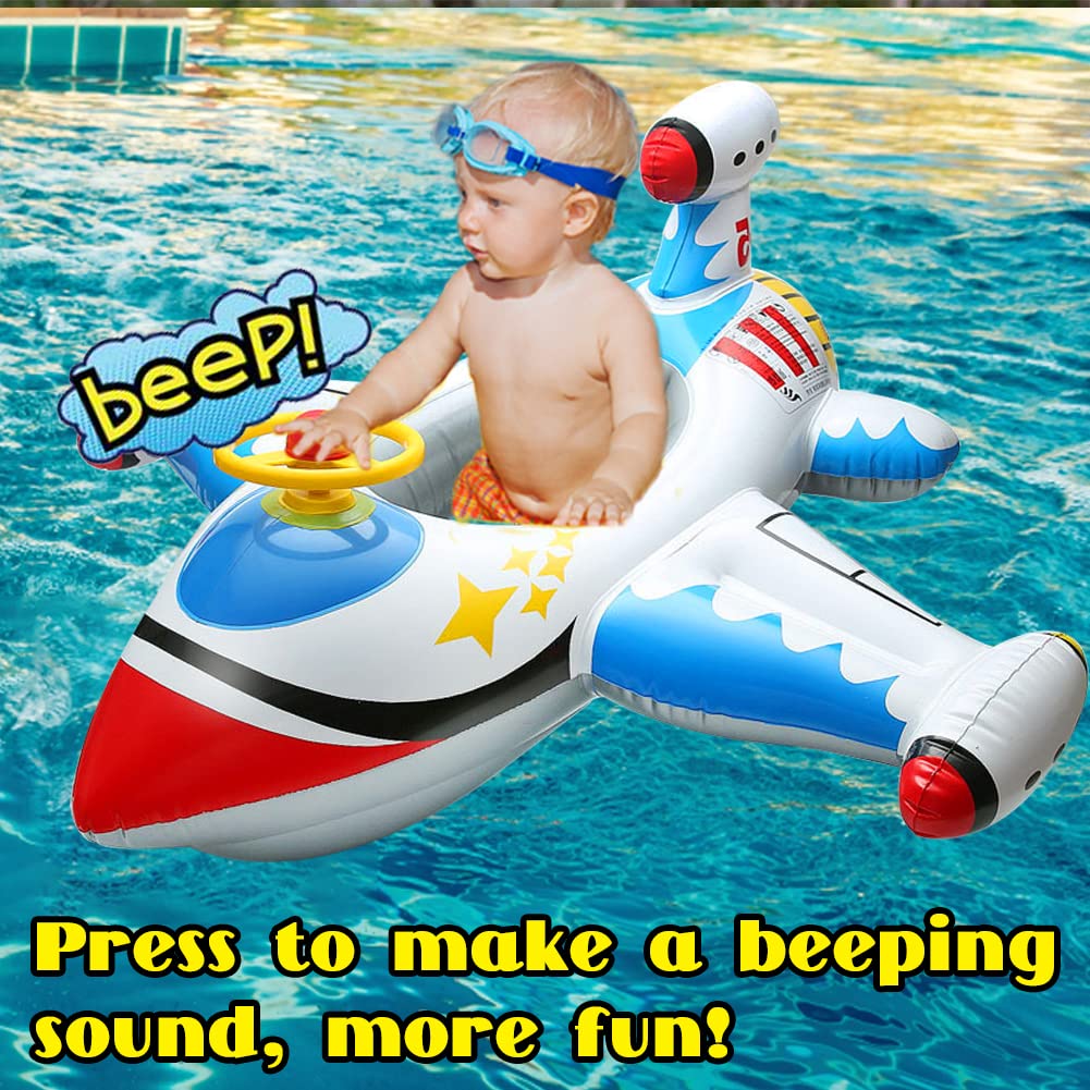 Inflatable Baby Pool Float for Toddlers Age 1-4 - Safe Swim Ring with Seat, Steering Wheel & Horn - Summer Water Toy for Kids - Perfect for Pool, Beach & Backyard Fun - Boys & Girls Ride-On Raft