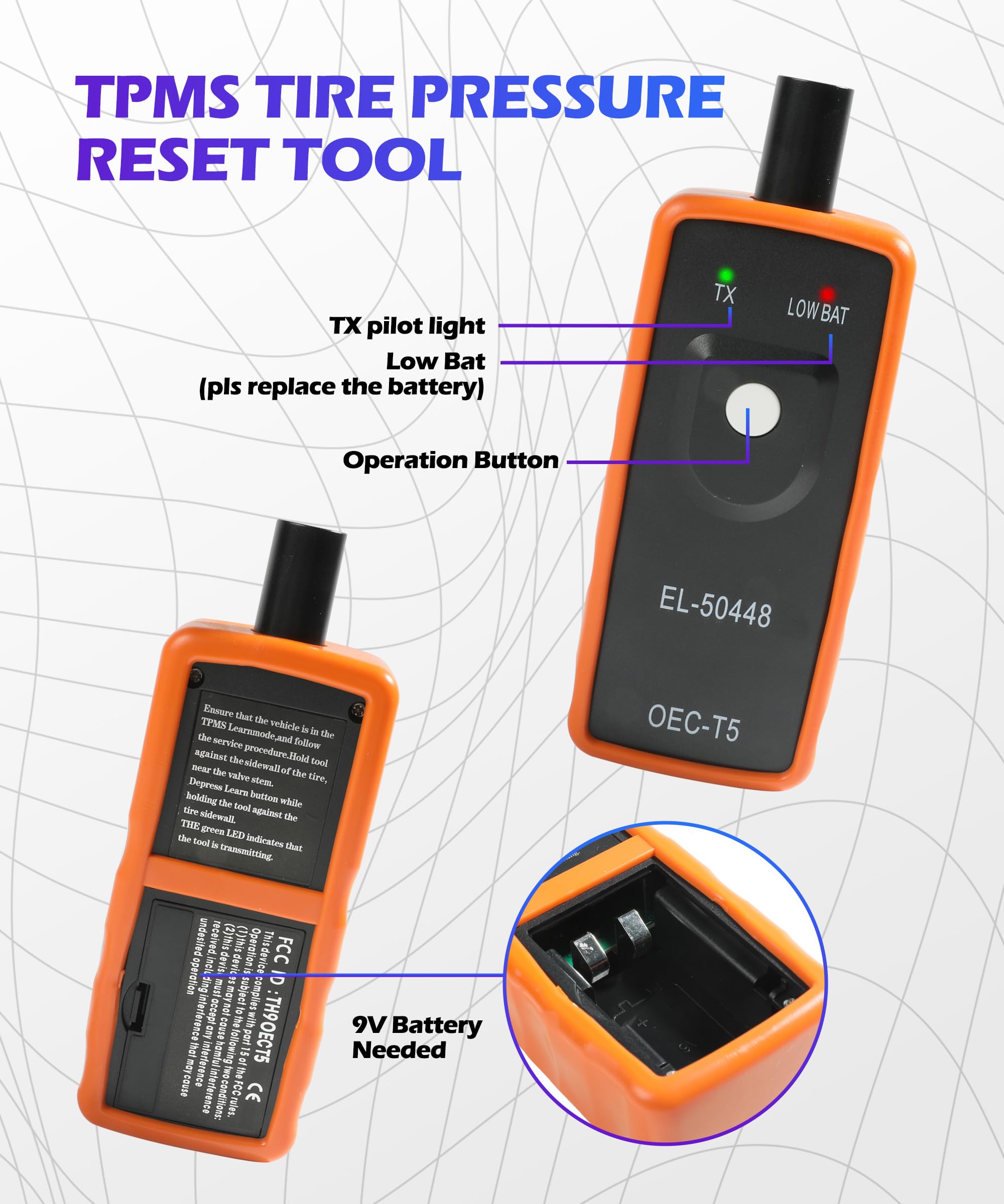 Universal TPMS Relearn Tool EL-50448 for Car Tire Sensor Reset - OEC-T5 Compatible