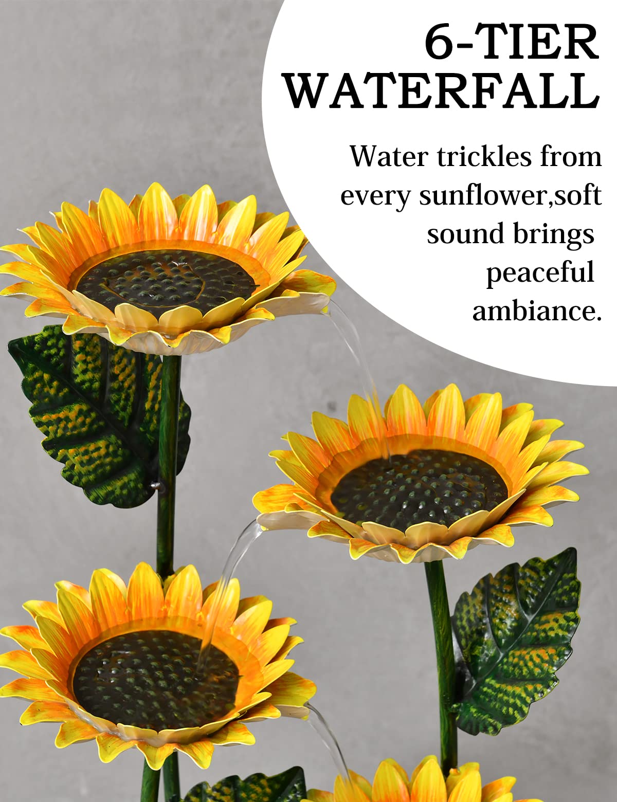 6-Tier Cascading Sunflower Water Fountain - 33.8