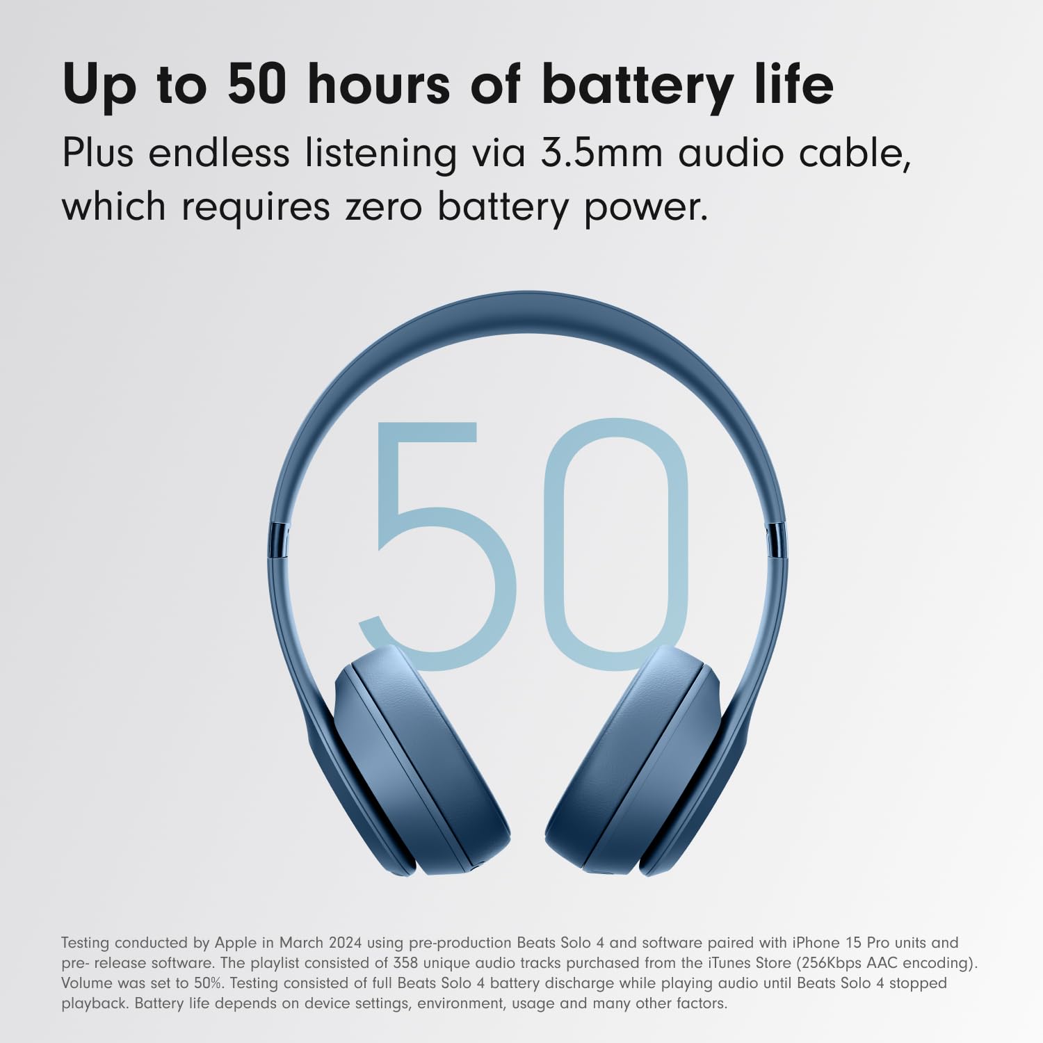 Beats Solo 4 Wireless Bluetooth On-Ear Headphones - 50H Battery, Apple & Android Compatible, Noise Isolation - Slate Blue - Perfect for Travel, Workouts & Commuting
