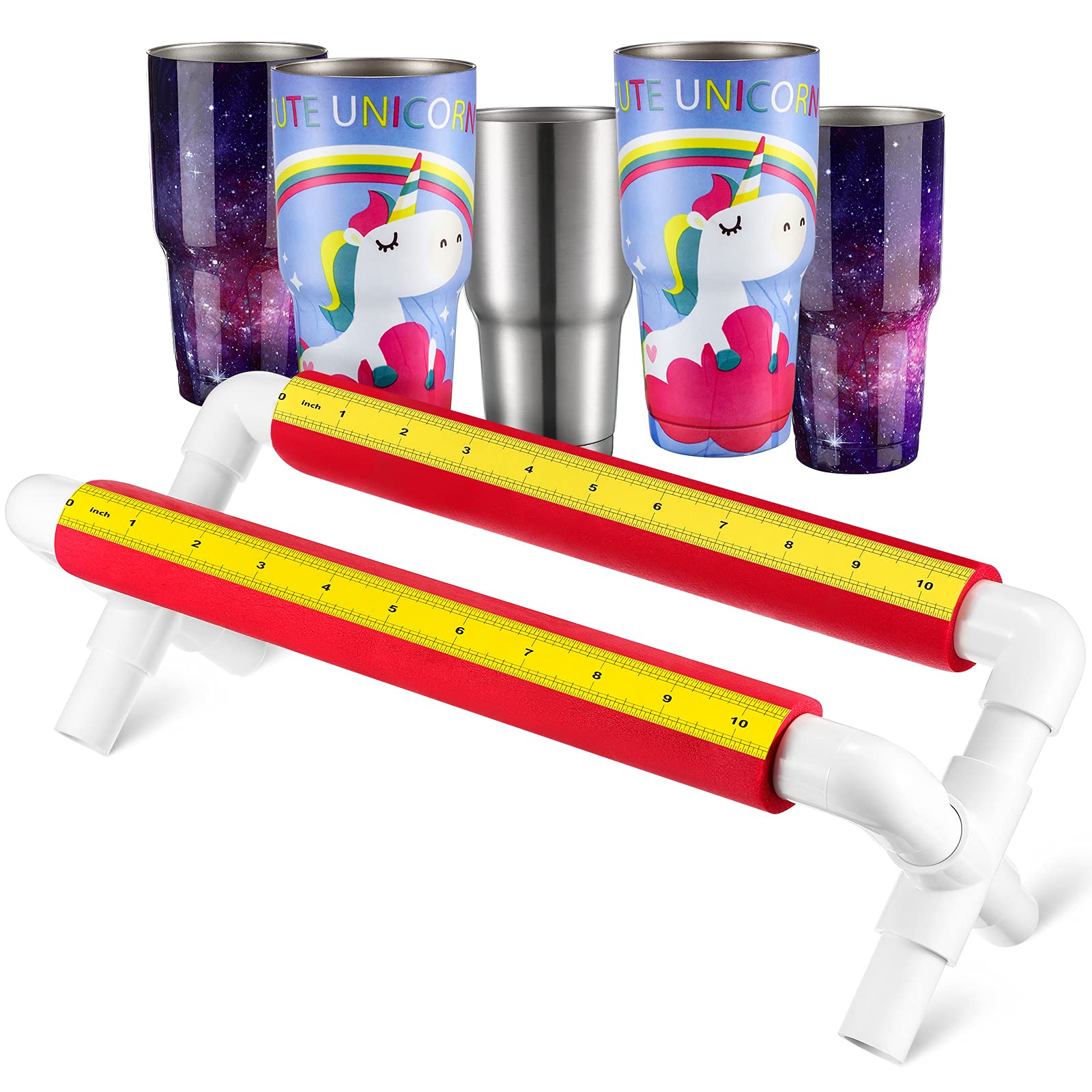 **Pink Foam Cup Cradle for Tumblers - Vinyl Decal Application Stand with Measurements for Bottles, Glasses & Cups - Perfect for DIY Crafts, Gifts & Home Decor**