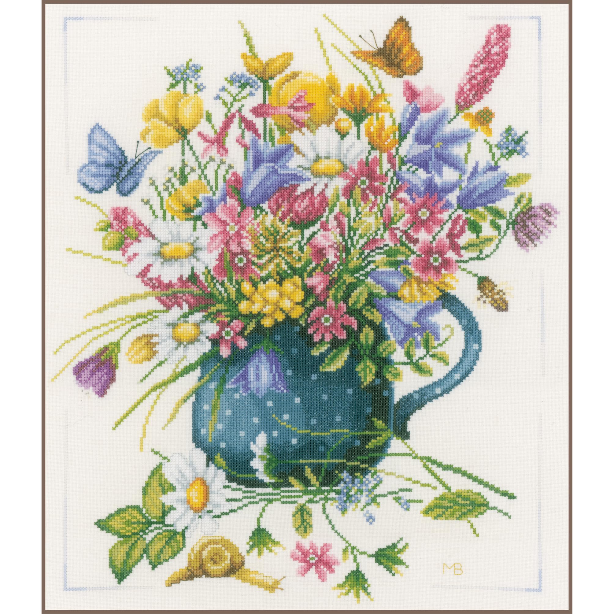 Lanarte Flowers in Vase Evenweave Cross Stitch Kit - 38 x 45cm (15 x 18in) Needlework Art - Perfect for Home Decor, Gift Giving & Relaxing Craft Projects