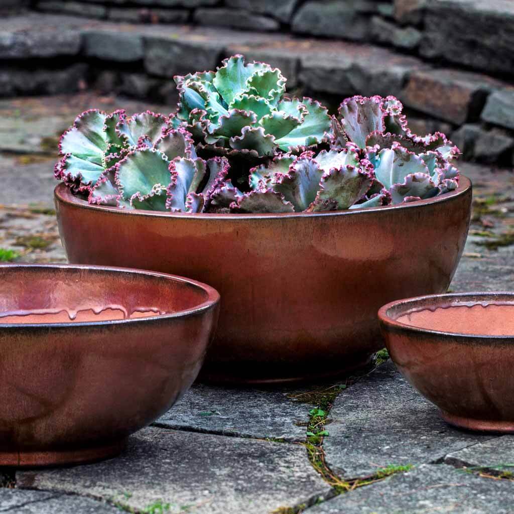 Campania International Yuma Bowl Set of 3 - Maple Red Ceramic Serving Bowls for Soup, Salad, Pasta | Perfect for Dining, Entertaining & Kitchen Decor