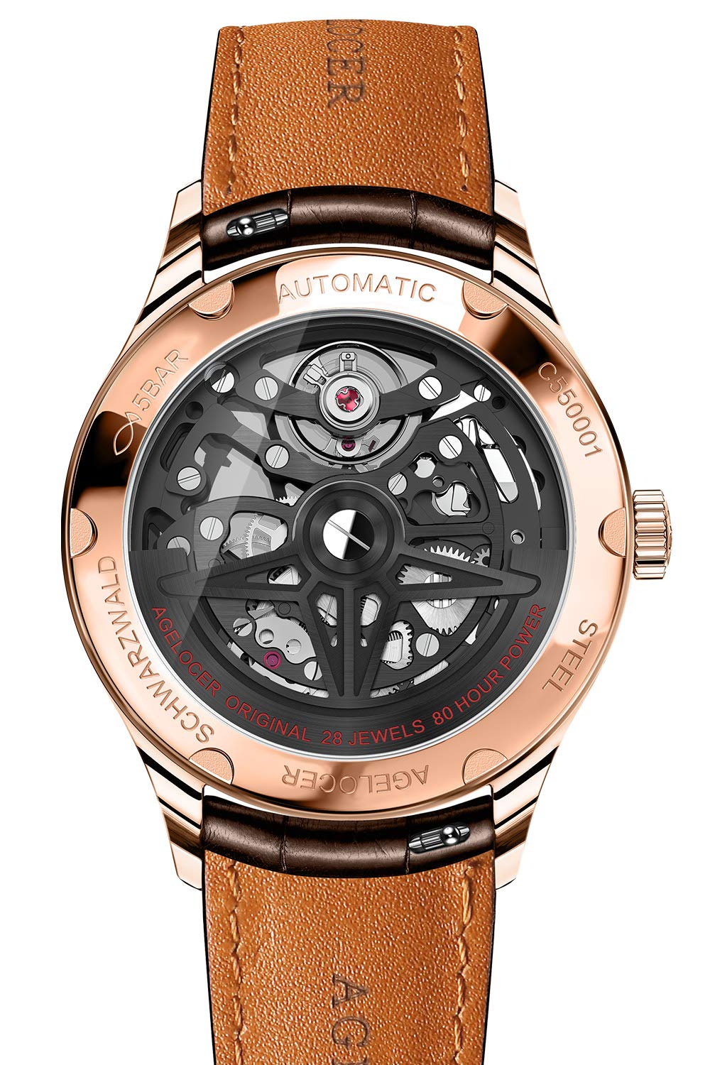 AGELOCER Automatic Skeleton Mechanical Watch for Men - Luxury Stainless Steel Fashion Wristwatch with Transparent Dial | Perfect for Business, Formal Events & Everyday Wear