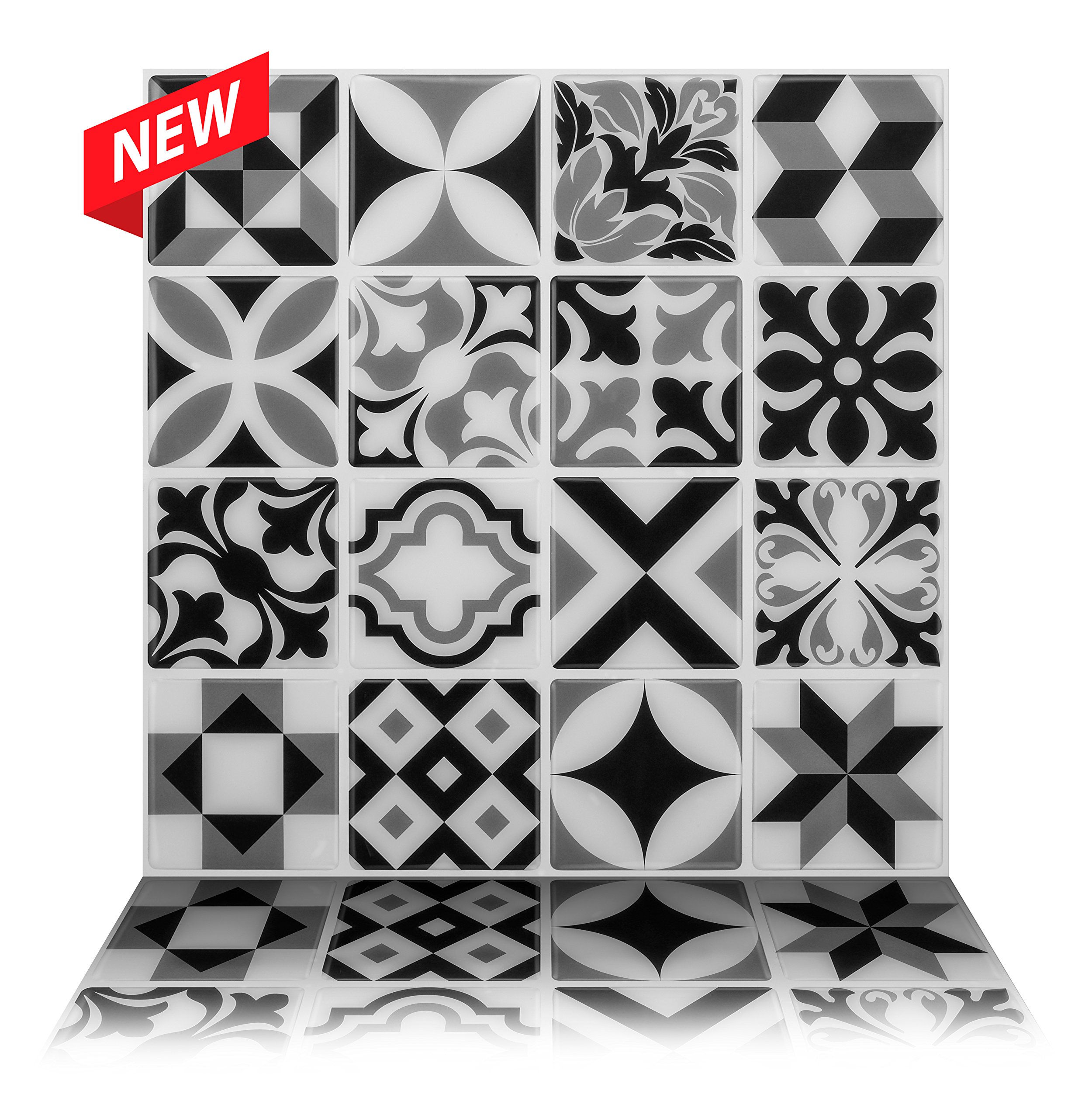 Premium Peel and Stick Moroccan Mono Wall Tile - Tic Tac Tiles - Self-Adhesive Decorative Wall Sticker for Kitchen, Bathroom, Bedroom & Living Room Decor